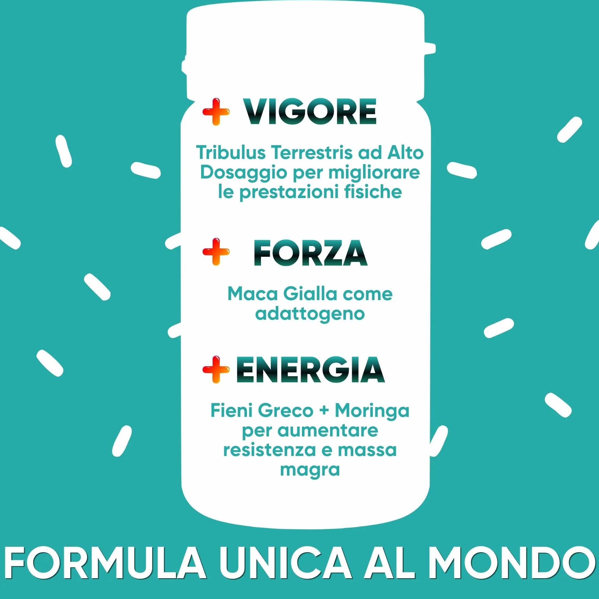 Tribulus Terrestris 90% Saponine Maca Fieno Greco Integratore Energia Booster Moringa BIO Massa Muscolare 60 Capsule RedMoringa®