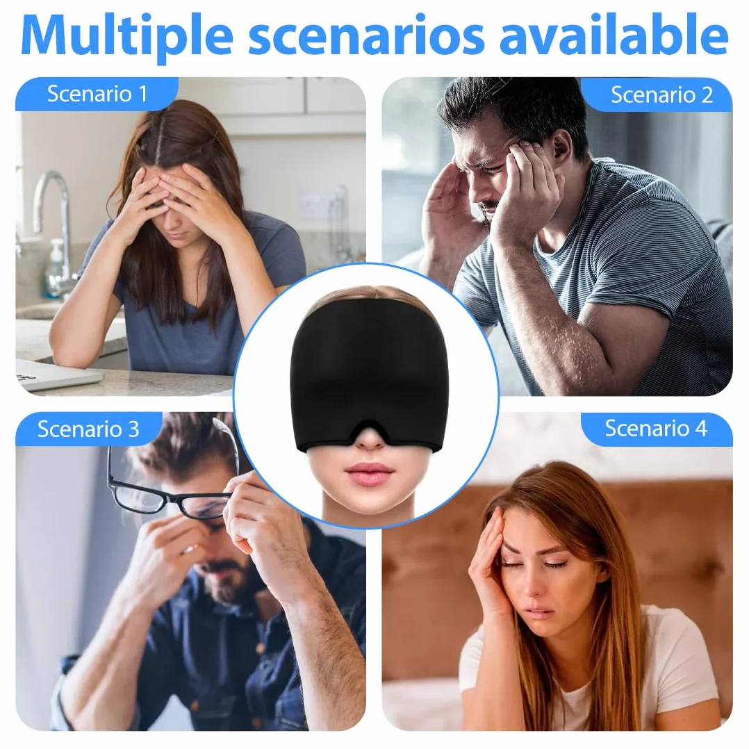 GXGM 1 Pezzi Cappello per Emicrania, Migraine Relief Cap, Maschera Emicrania, Riutilizzabile Gel Cappuccio per Mal di Testa, Cappuccio per Mal di Testa Avvolge la Testa a 360°, Migraine Mask