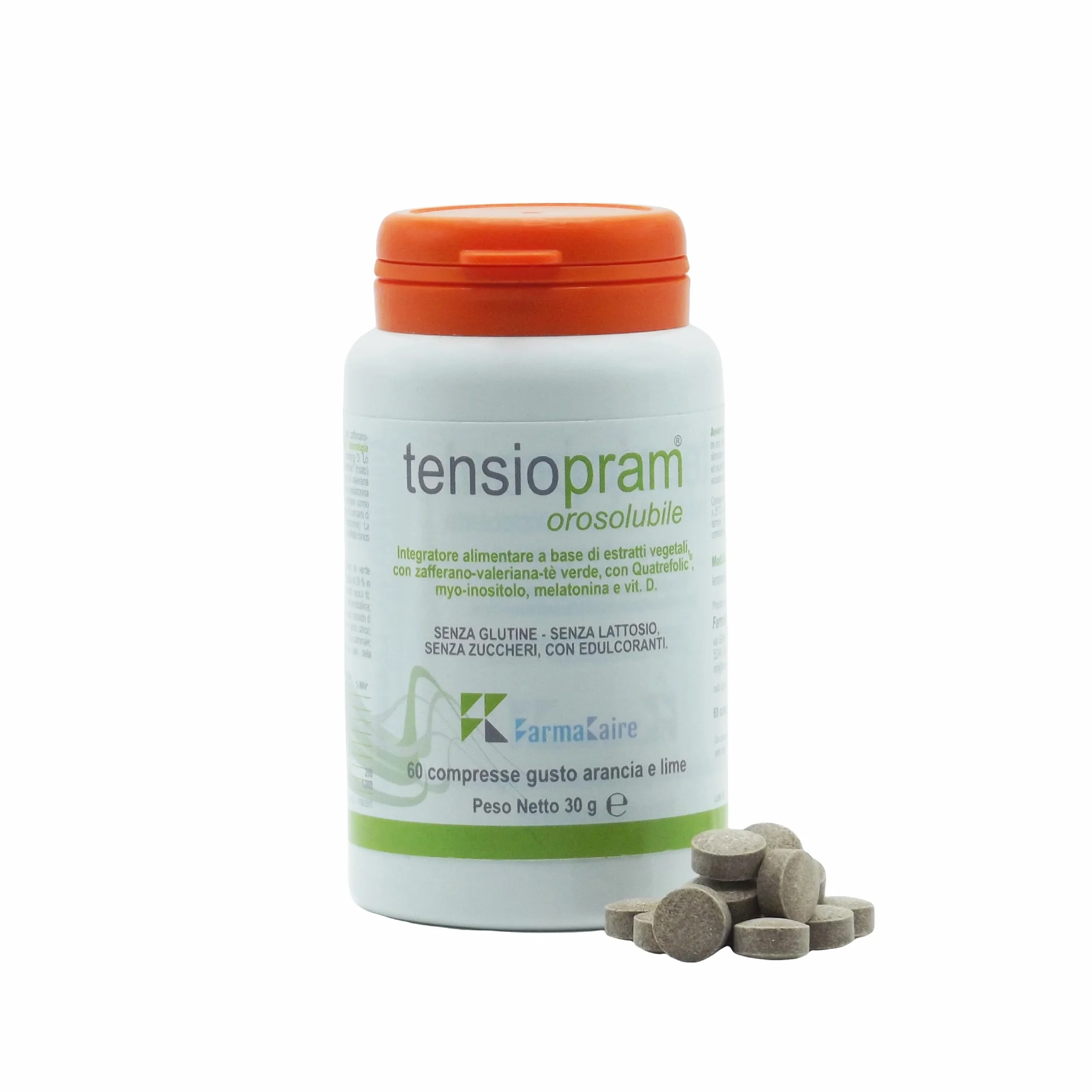 Tensiopram 60 compresse sublinguale, Naturale a Base di Valeriana, 1mg Melatonina, tè verde, zafferano Vit. D, Quatrefolic® e Myo-inositolo, per Ansia, Stress, Sonno e Umore, Vegan