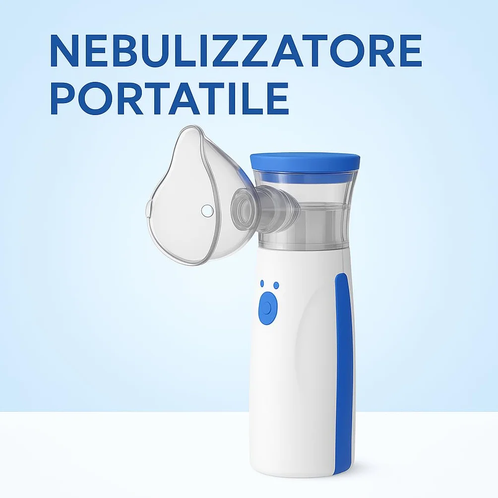 Nebulizzatore Portatile Silenzioso per Adulti e Bambini con Doppia Alimentazione USB/Batterie, Design Compatto