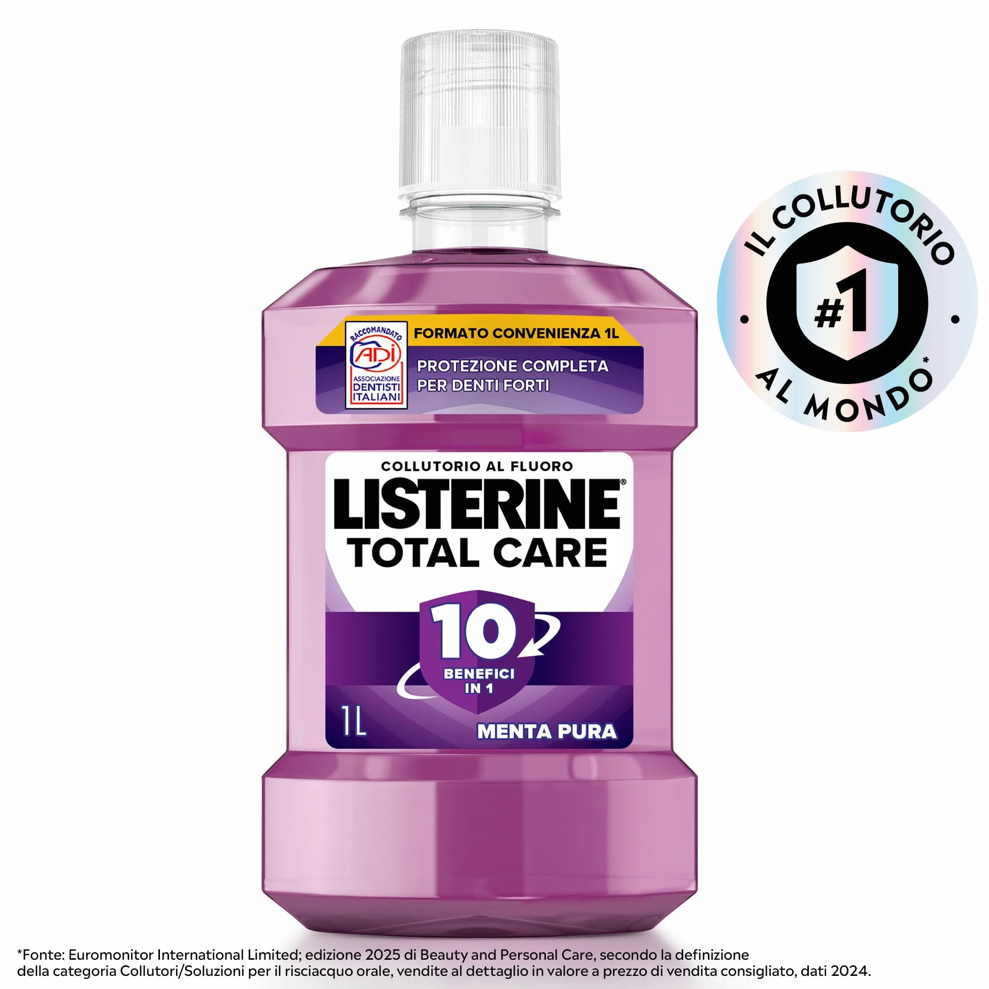 LISTERINE Total Care Collutorio al Fluoro Menta Pura 1L 10 benefici in 1