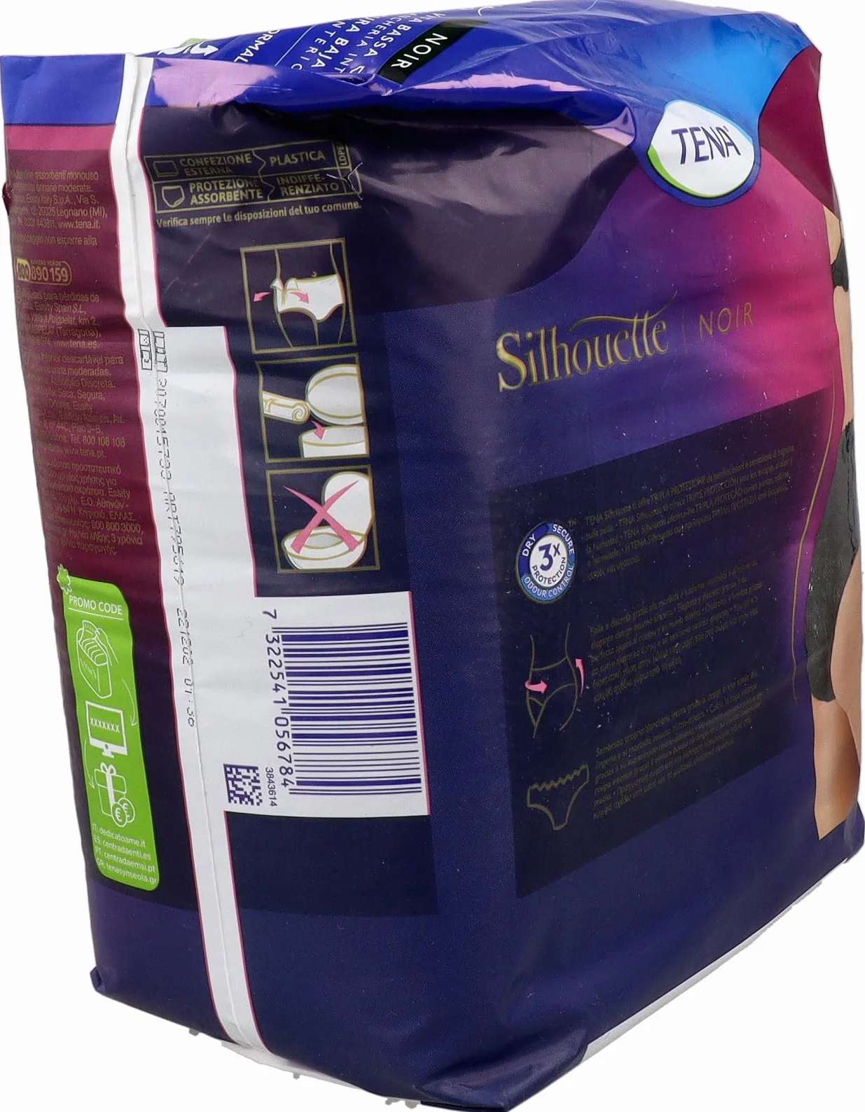 Tena Silhouette Noir Mutandine Assorbenti Vita Bassa Nere L 10 Pezzi