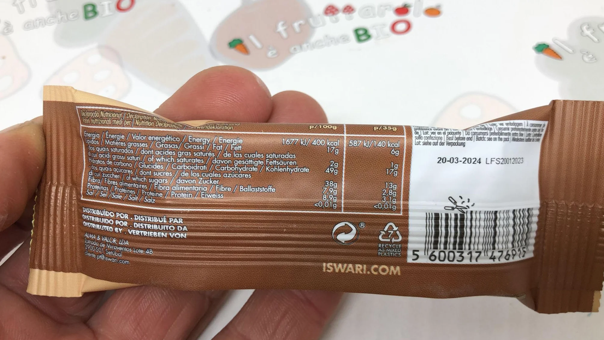 BARRETTE ENERGY 35 GR BIO VEGAN SENZA GLUTINE CON MACA E VANIGLIA