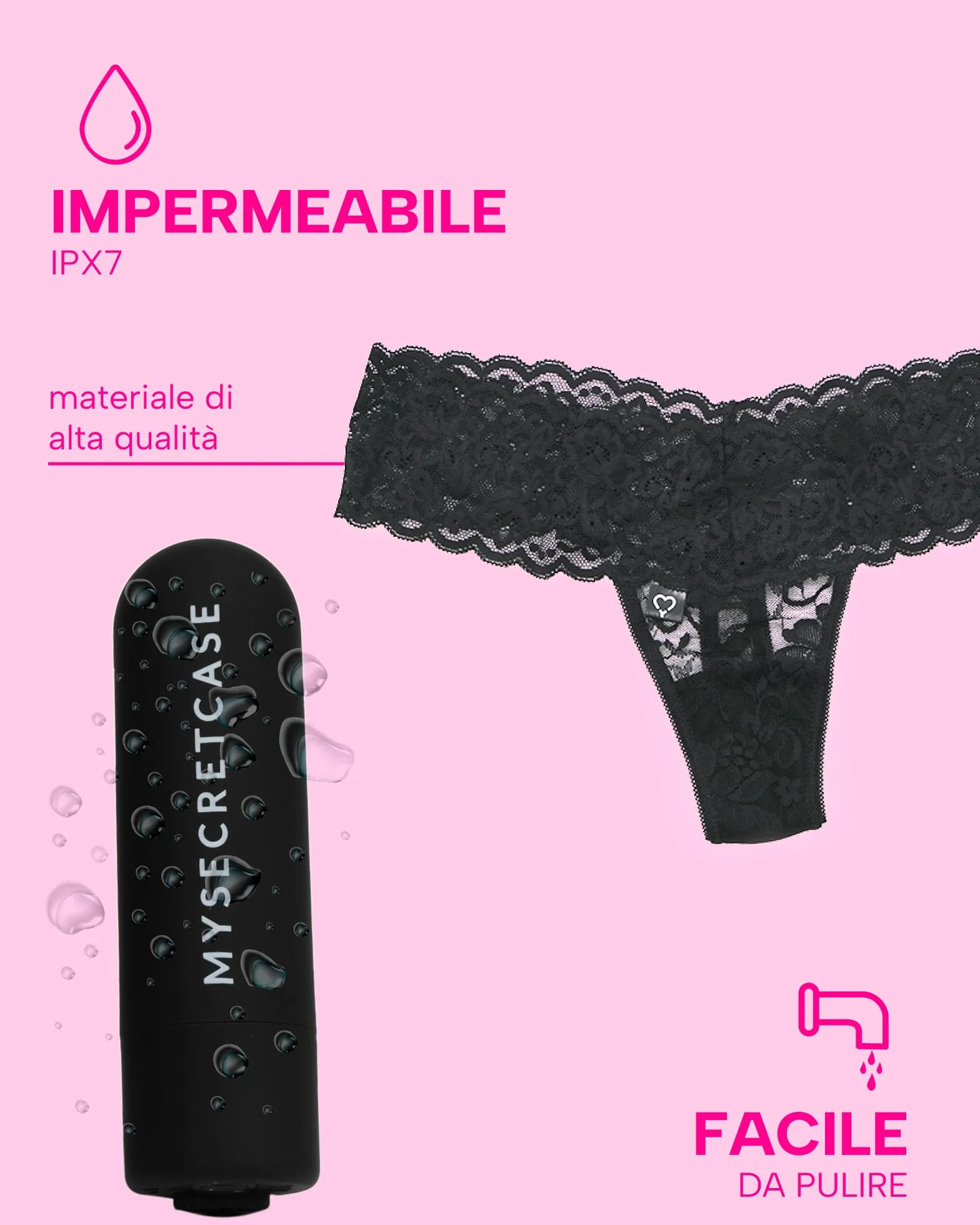 MySecretCase Mutandine Vibranti con Telecomando - Vibratoreper Donna Professionale, Sextoys Coppia, Vibratore Clitoride Femminile, Stimolatore Vibrante Donne Piccolo, Mutande Sexy a distanza (S/M)
