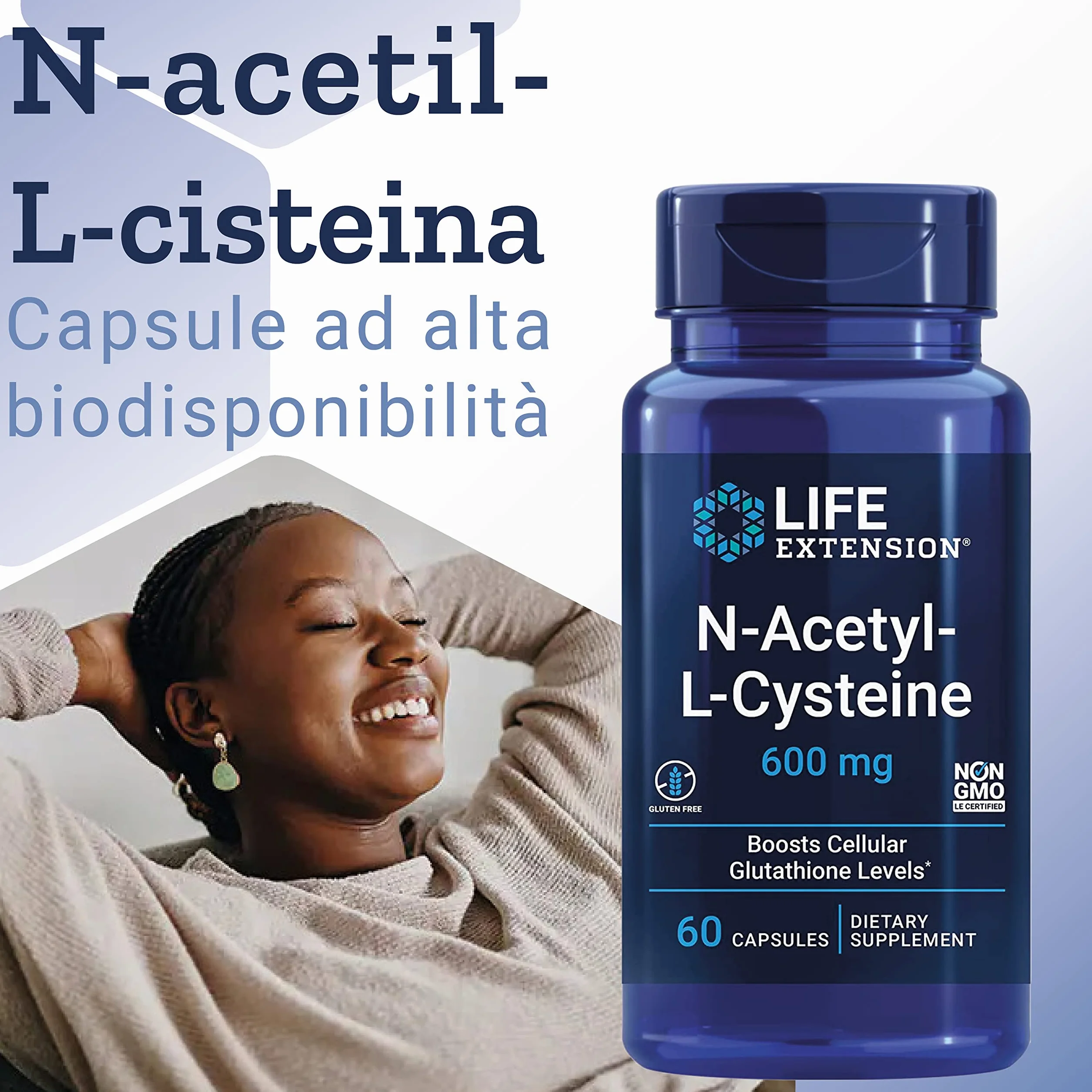 Life Extension N-Acetyl-Cysteine (NAC) 600mg Depot 60 Capsule vegane