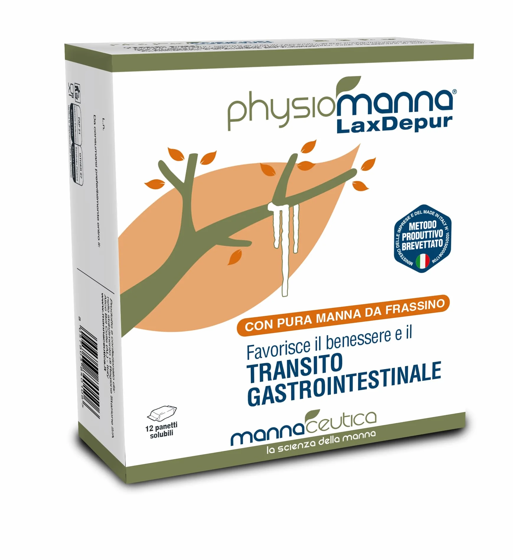PHYSIOMANNA LAXDEPUR Integratore Alimentare con Pura Manna da Frassino - 12 panetti