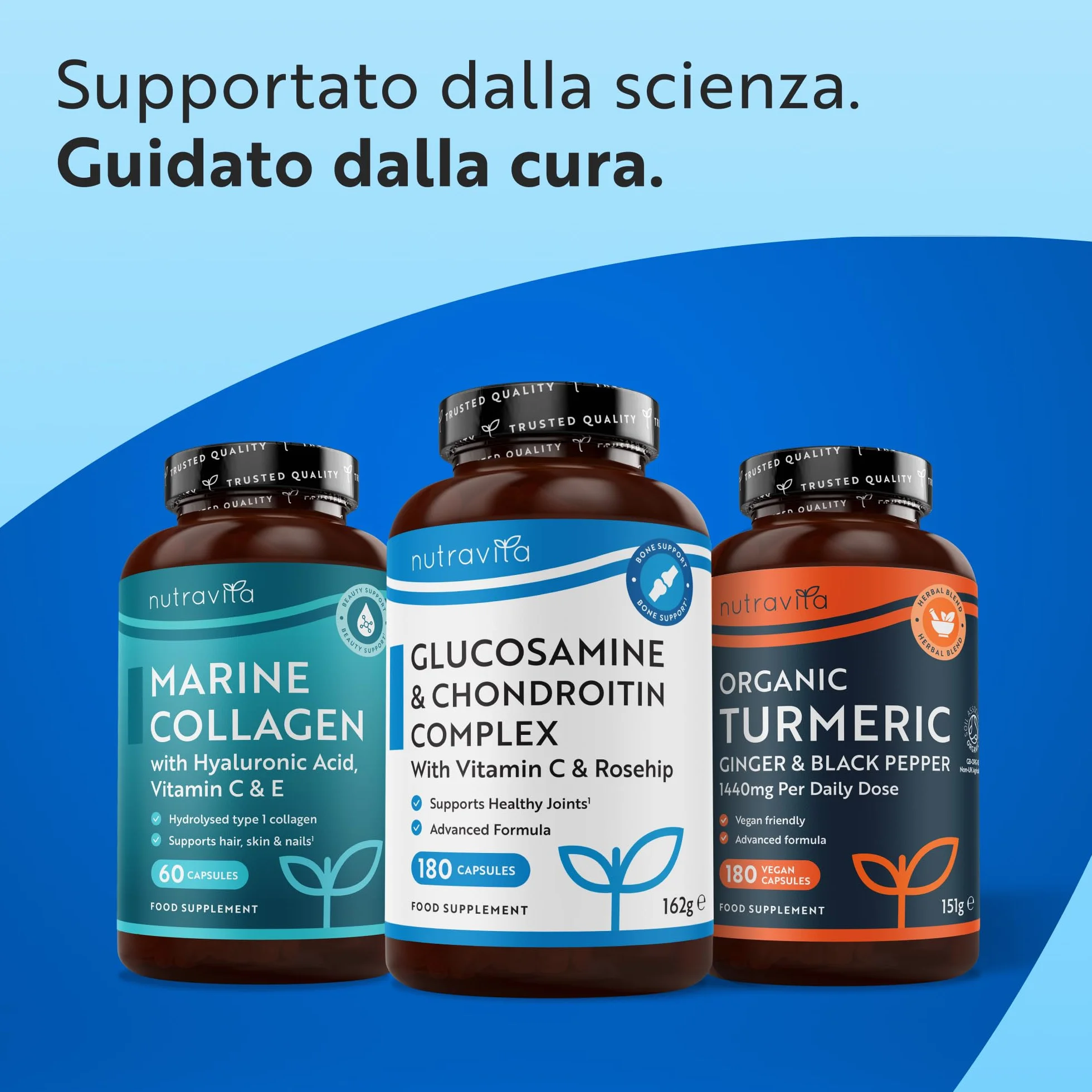 Nutravita Glucosamina Condroitina Complesso - 180 Capsule Alto Dosaggio per 6 Mesi - Glucosamine Complex con Vitamina C, Estratti di Cinorrodo, Zenzero e Curcuma - Prodotto nel Regno Unito