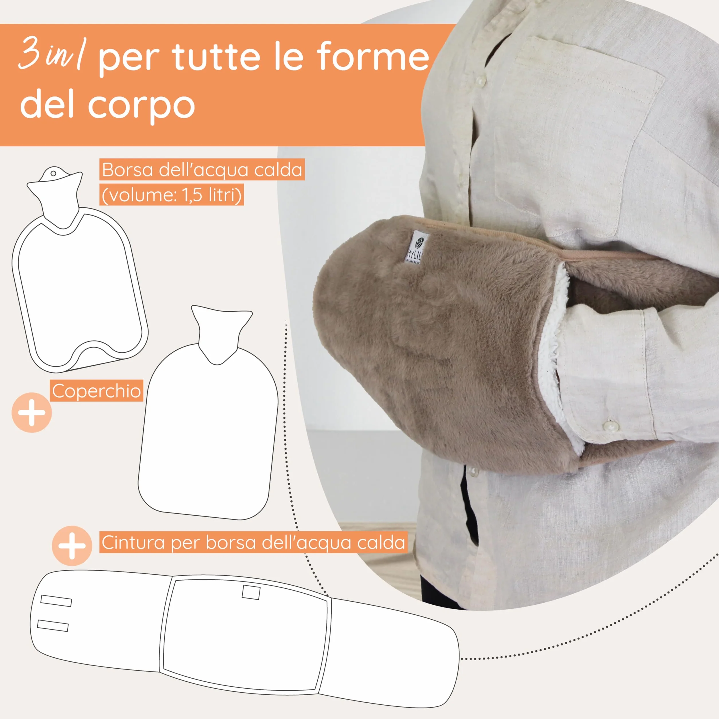 MYLILY | cintura per borsa dell'acqua calda mestruale | borsa acqua calda peluche | bottiglia di acqua calda | cintura scalda schiena e mestruazioni