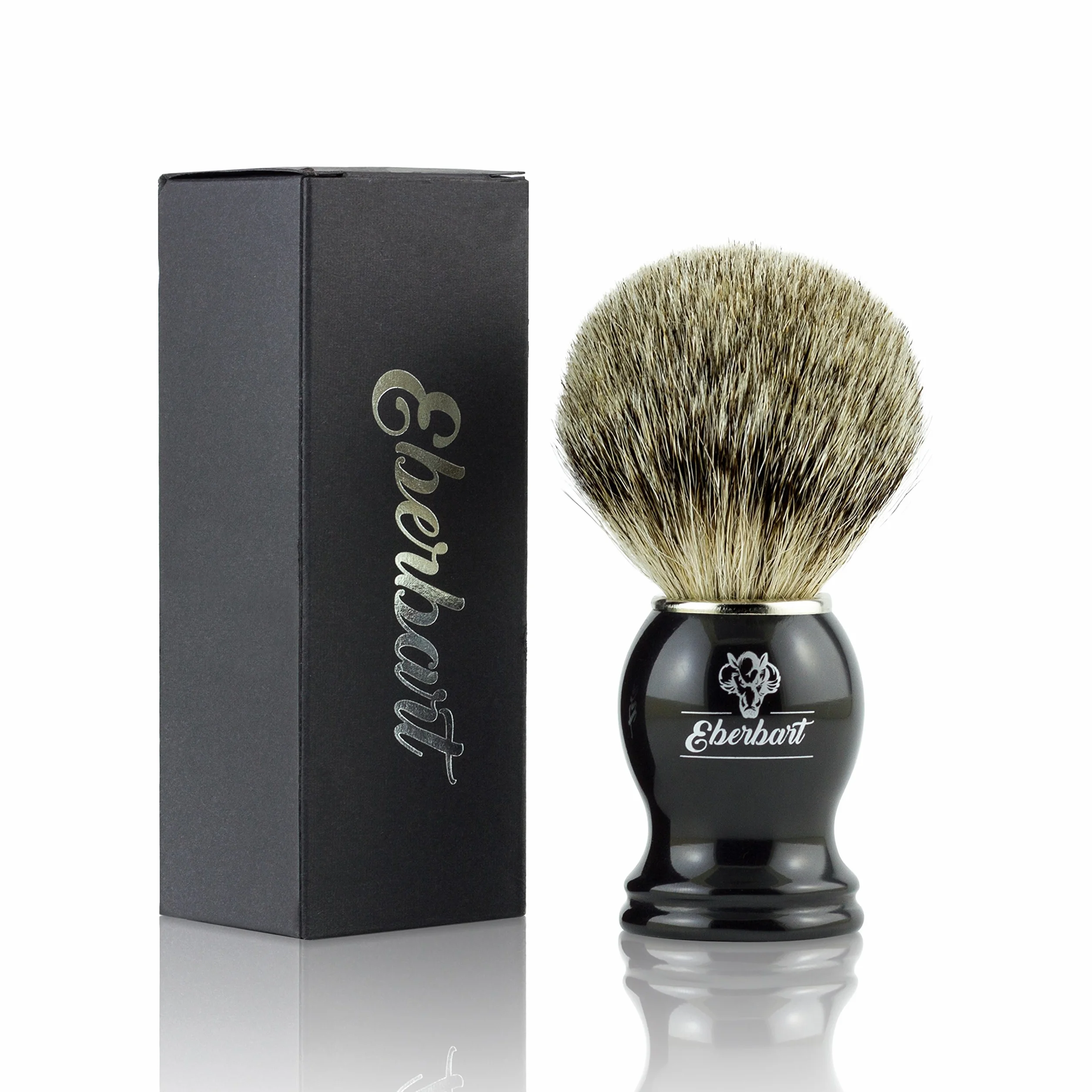 Pennello barba in tasso (incl. EBook Gratuito) – Pennello da Barba Professionale di alta qualità in pelo di vero tasso con confezione regalo - per una rasatura delicata e profonda