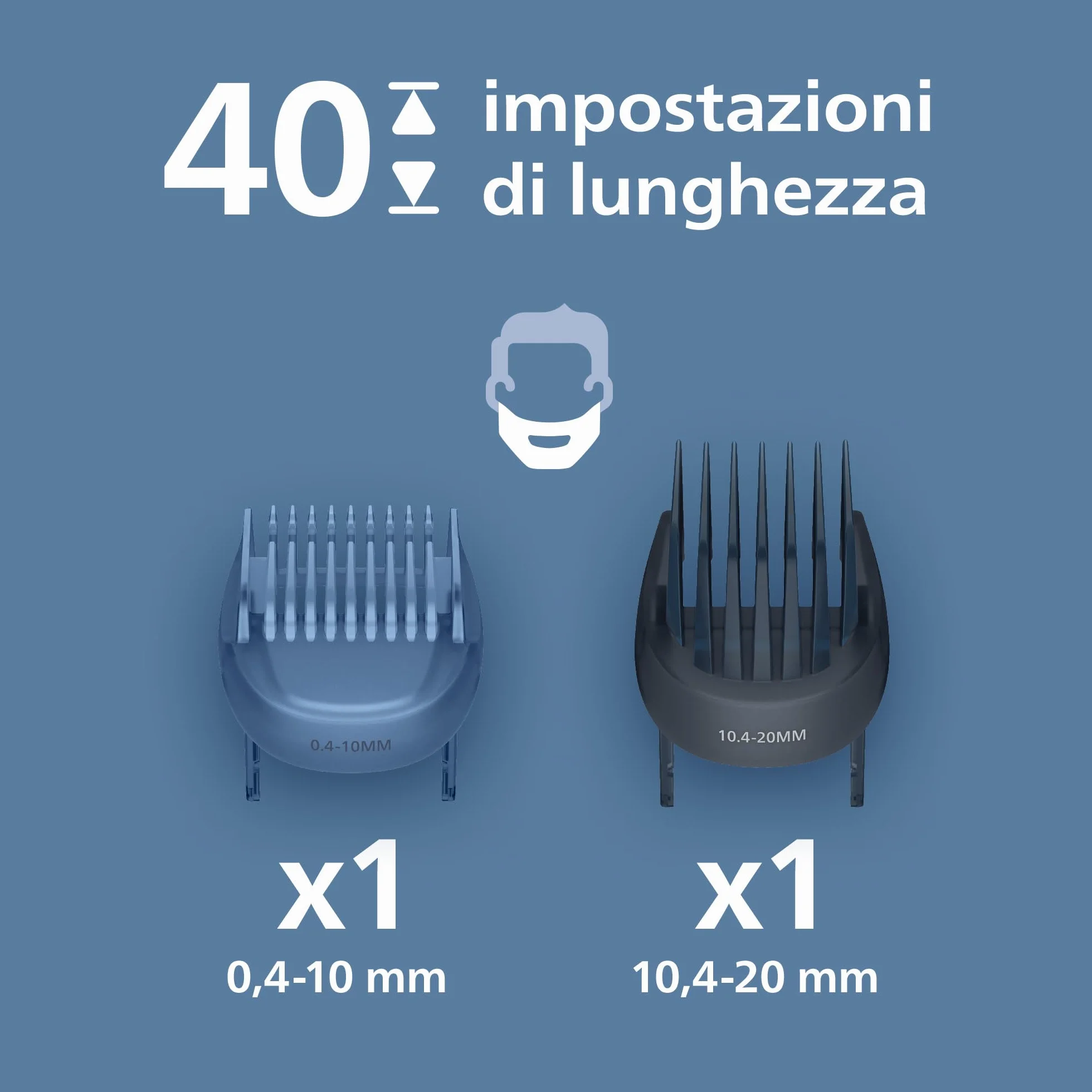 Regolabarba Philips Serie 7000 BT7670/15, 40 impostazioni lunghezza, impermeabile, BeardSense