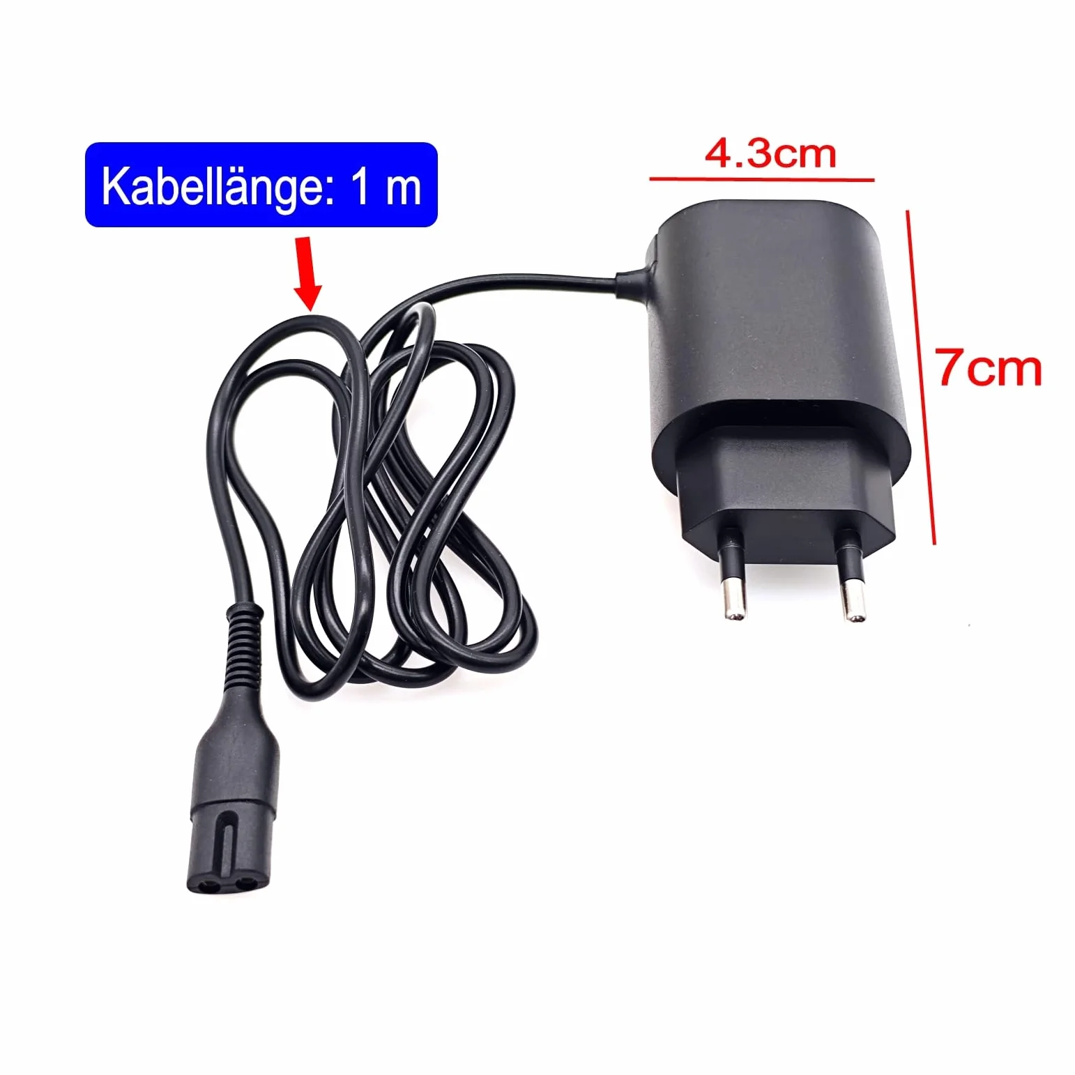Adattatore Caricabatterie 12 V per Braun Rasoi Serie 1 3 5 7 9, Cavo 1 m