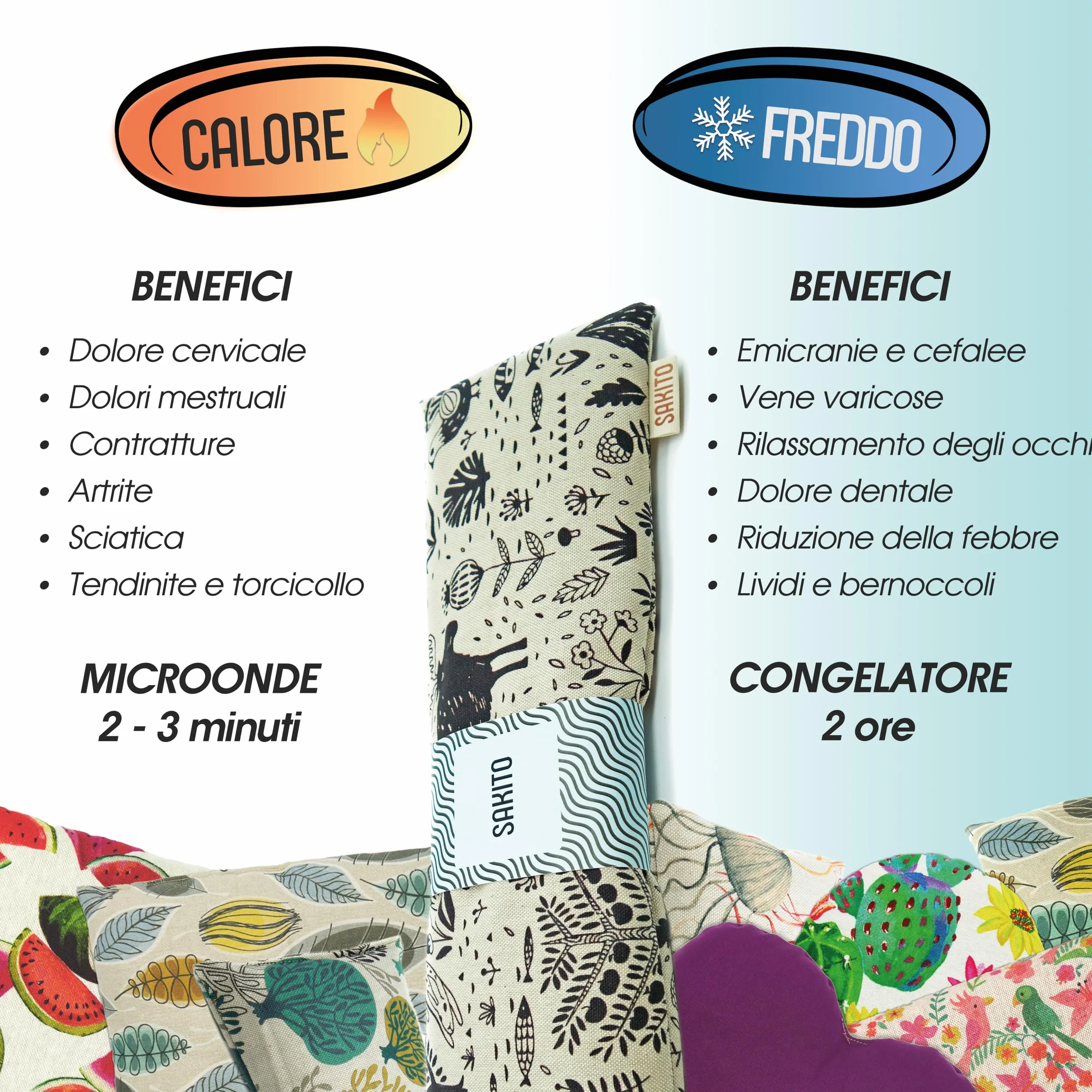 2 (uds) Cuscino Termico Microonde (43x12 cm) - Sollievo Naturale per Dolori Cervicali, Lombari e Mestruali, Uso a Caldo o a Freddo - Elevata Ritenzione del Calore - Profumo di Lavanda