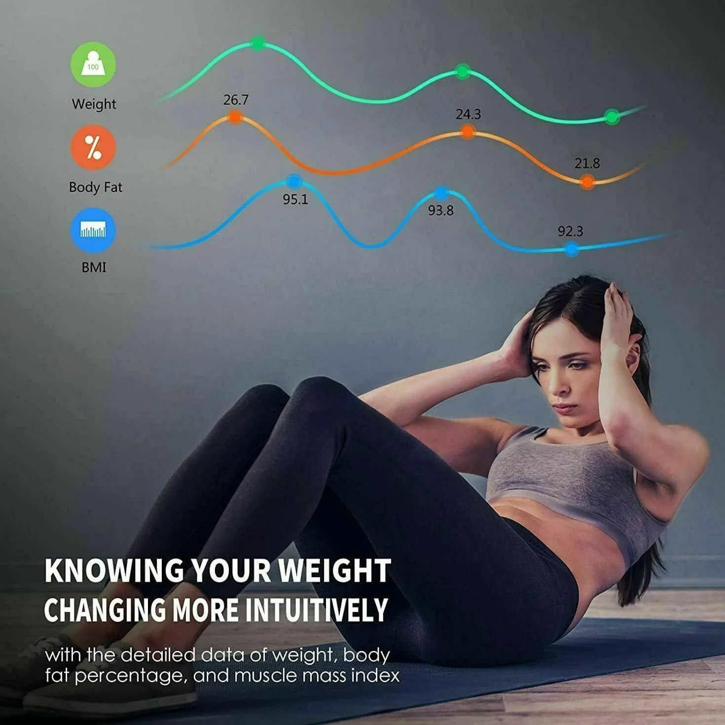 SQUADO Bilancia pesapersone smart digitale Impedenziometrica elettronica Bluetooth