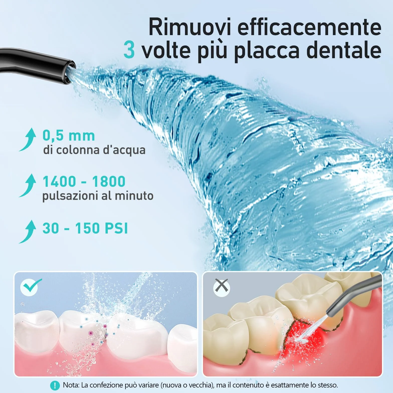 COSLUS C30 Idropulsore Dentale Portatile: 300ml Irrigatore Orale Senza Fili, 4 Modalità Idropulsore Dentale, Vincitore del Test 30 Giorni, Facile da Usare, IPX7 Impermeabile, Nero