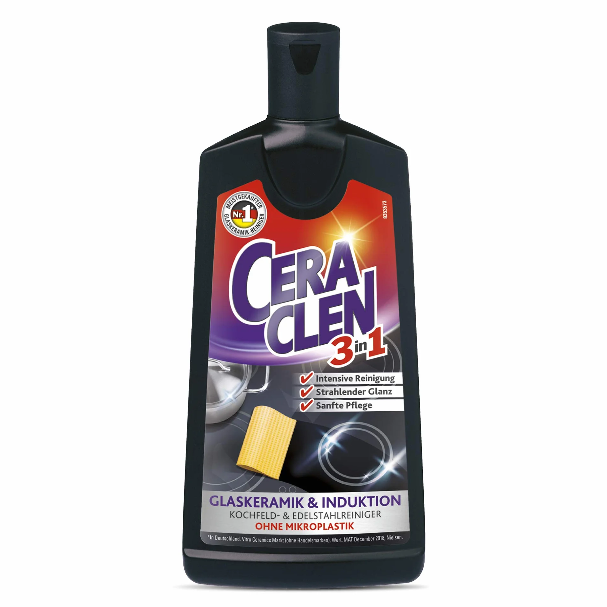 Ceraclen Detergente e cura per piano cottura in vetroceramica e induzione e acciaio inox – pulizia, lucentezza e cura – 1 x 200 ml