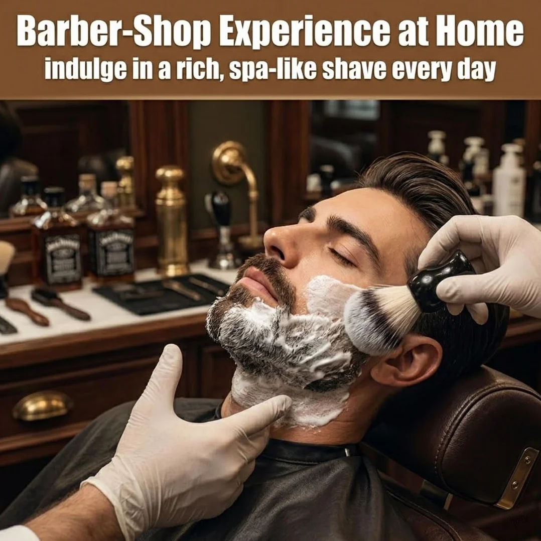 1 Pennello Da Barba Sintetico Nero Per Barba, Spazzola Rasatura Professionale 10.5Cm, Accessorio Regalo Uomo, Crema Schiuma Da Barba