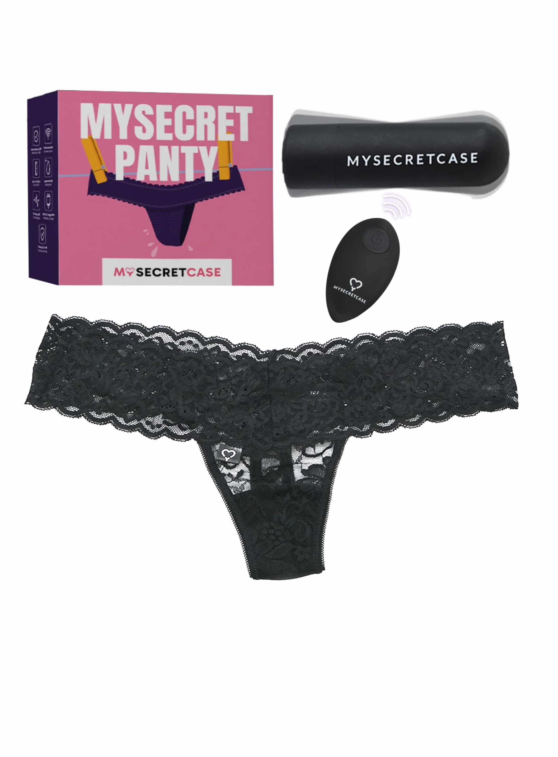 MySecretCase Mutandine Vibranti con Telecomando - Vibratoreper Donna Professionale, Sextoys Coppia, Vibratore Clitoride Femminile, Stimolatore Vibrante Donne Piccolo, Mutande Sexy a distanza (S/M)