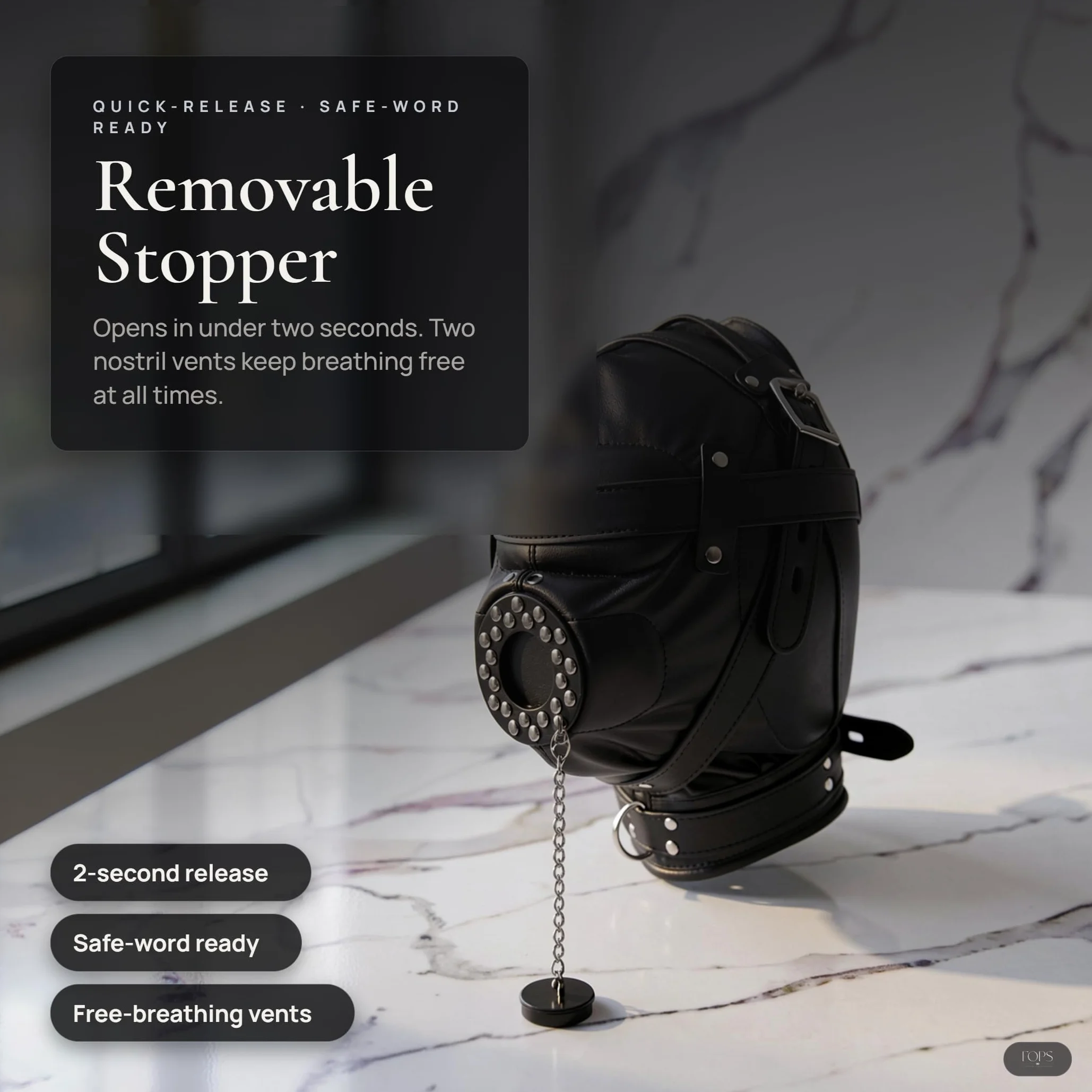 Maschera BDSM in Ecopelle Nera per Uomo – Maschera Fetish Full Face con Museruola e Bocca Regolabile, Accessorio Bondage