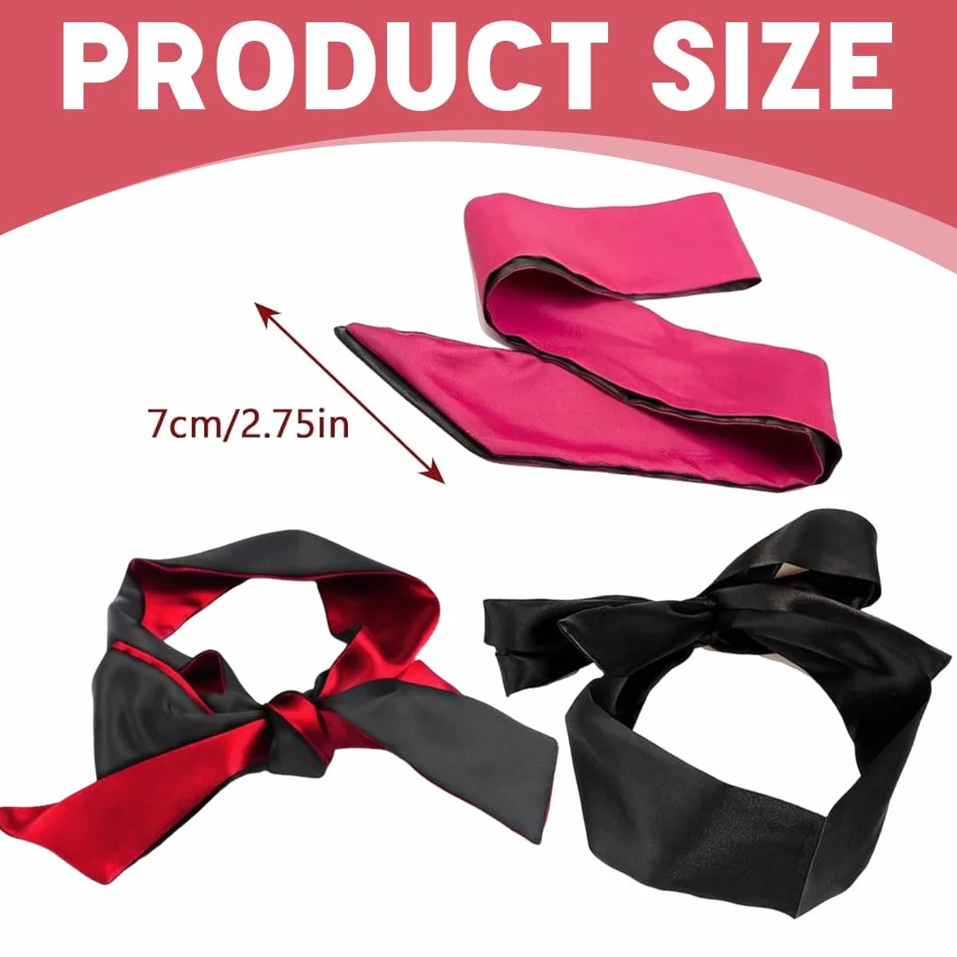 Maschera per Occhi in Raso Morbide per Dormire Viaggio Coppia 130x5cm Nero Rosso