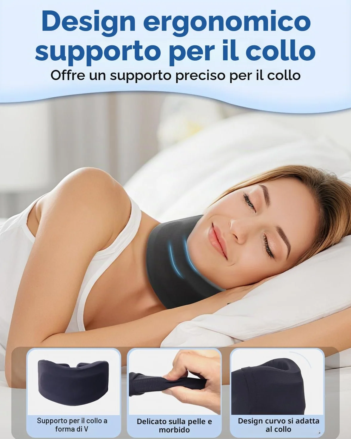 Collare Cervicale Morbido Regolabile per Dolore al Collo Ortopedico (Nero, M)