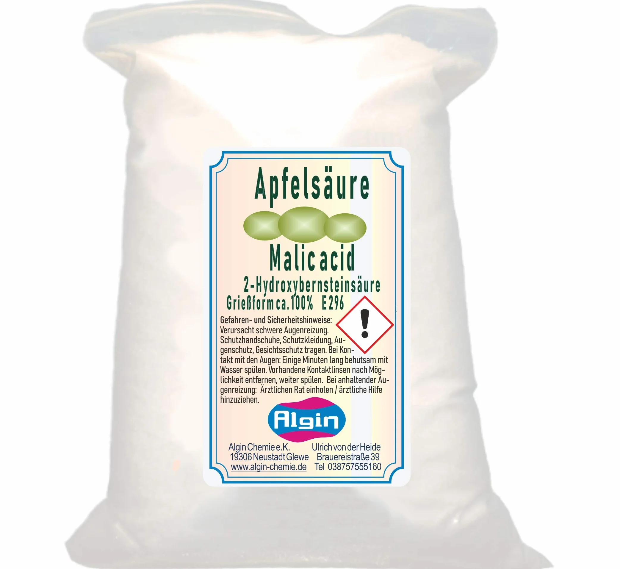 Acido melico E296 1 kg, additivo alimentare, sacchetto con clip