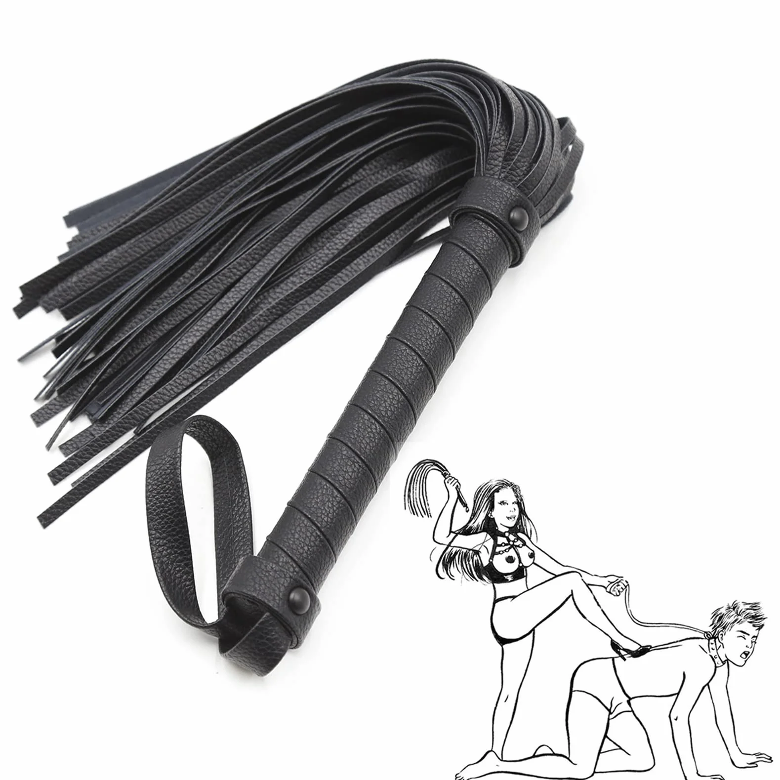 SM Frusta in Pelle BDSM Bondage Set per Sesso Giocattoli Sessuali Flogger Giochi di Ruolo Nero