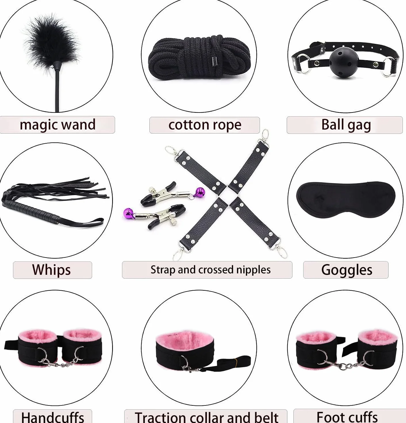 𝙨𝙚𝙭 𝙗𝙤𝙣𝙙𝙖𝙜𝙚 Set da Yoga in Nylon Rosa da 10 Pezzi in Una varietà di Stili, Regali A Sorpresa per Le Feste