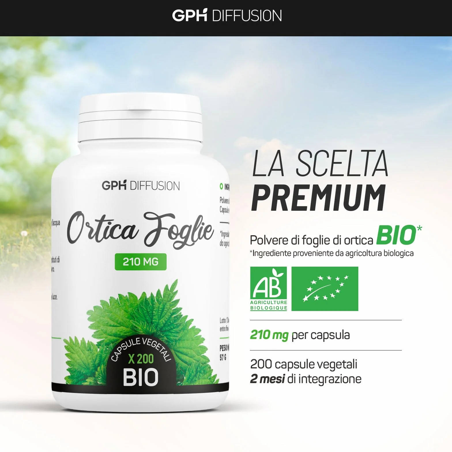 Ortica Bio Urtica dioica 210mg 200 capsule vegetali