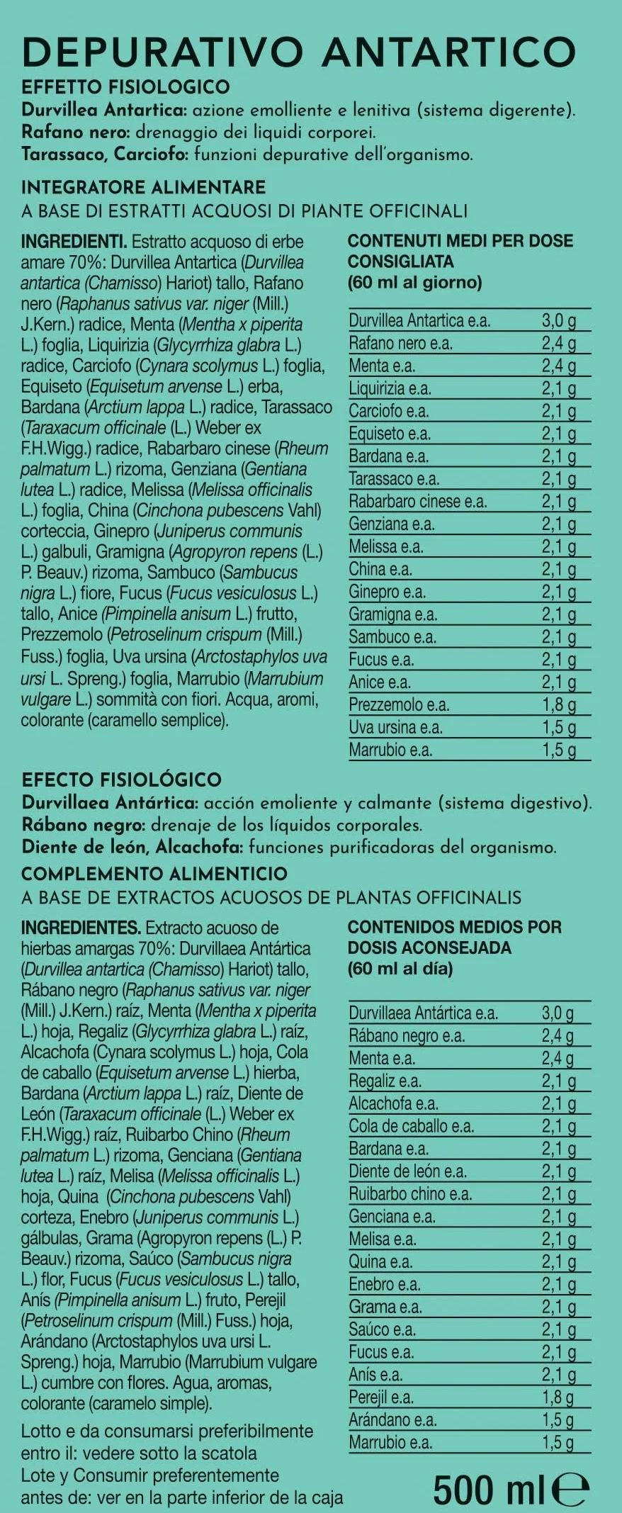 Gianluca Mech Depurativo Antartico Diuretico Tarassaco e Carciofo 500 Ml
