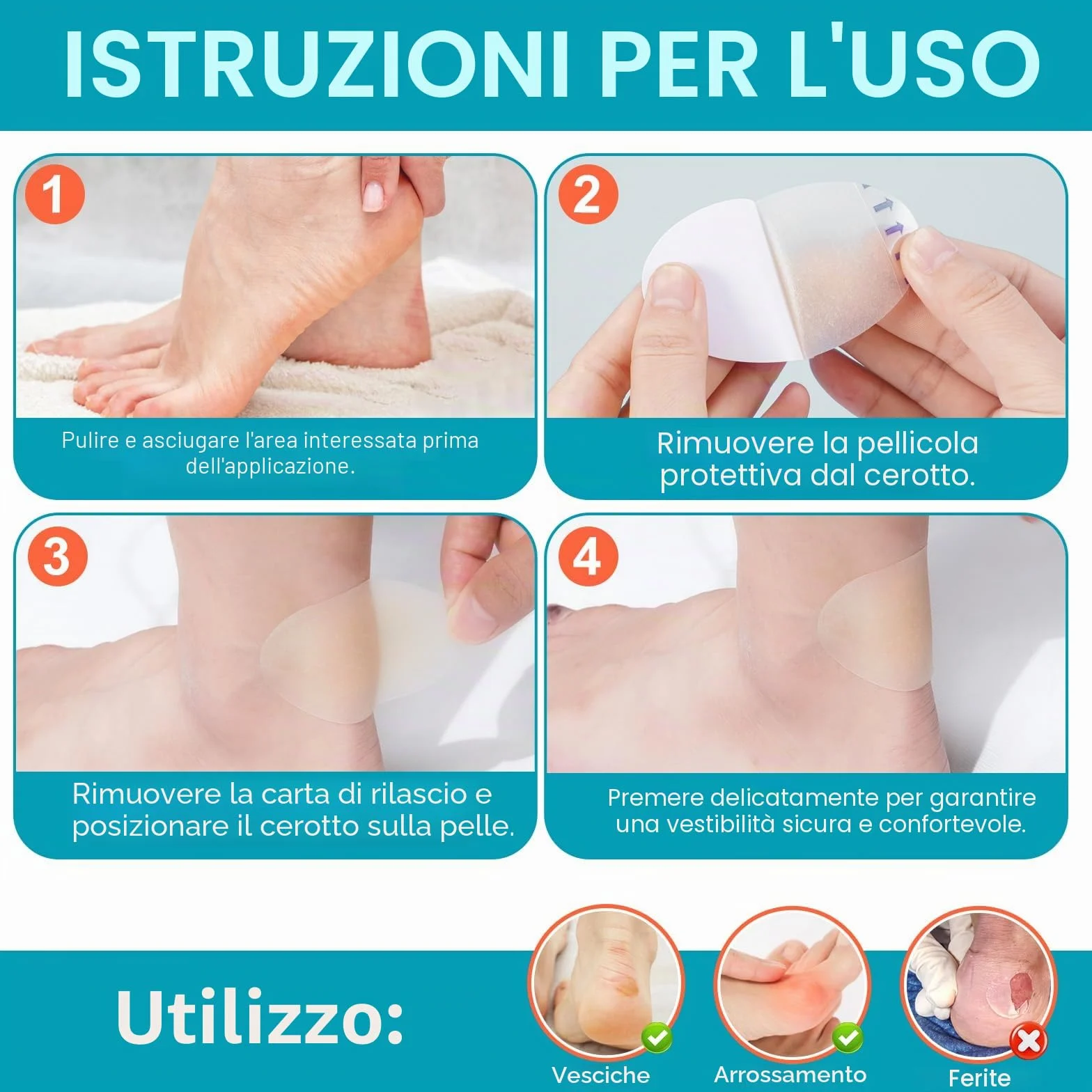 Cerotti a Bolle in Gel Idrocolloide Invisibili, Impermeabili per Talloni e Dita