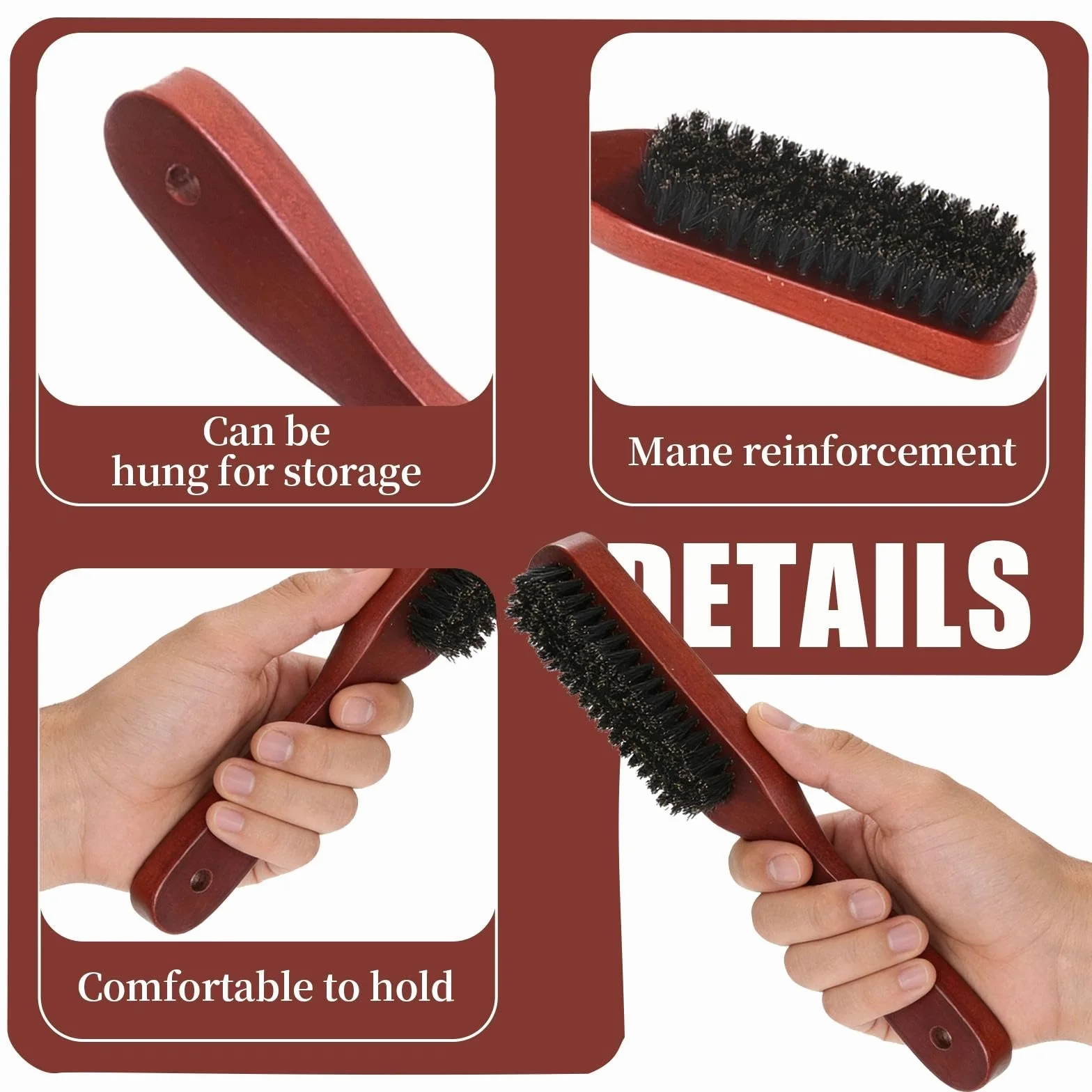 Spazzola Setole Cinghiale Spazzola Barba Uomo Pettine Barba Regali Uomo per Capelli Lisci Spazzolo la Cura di Baffi Spessa Grossolana e Riccia Cura e Styling Quotidiana