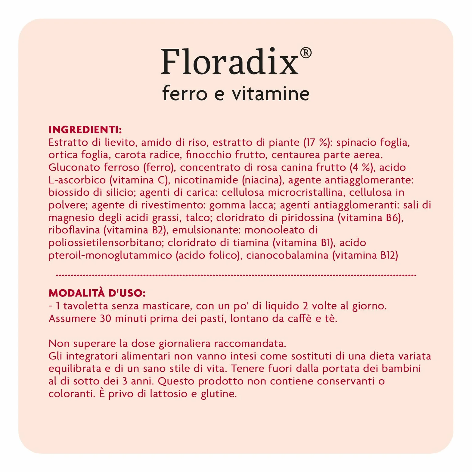 Salus Floradix - Integratore alimentare con Ferro e Vitamine per contribuire a ridurre la stanchezza e la fatica - 84 tavolette x 42 giorni