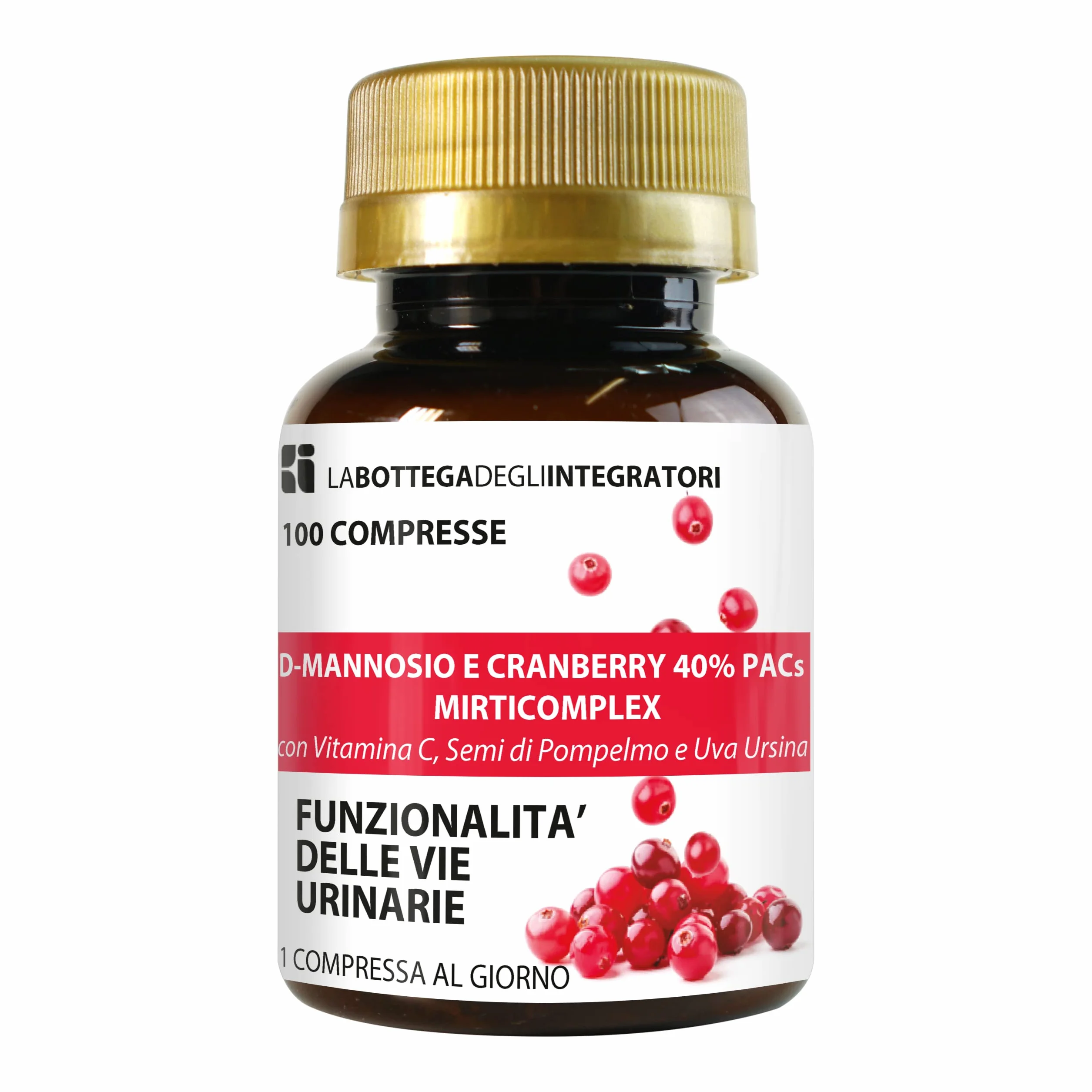 D-Mannosio e Cranberry 40% PAC Mirti Complex 100 compresse Alto Dosaggio