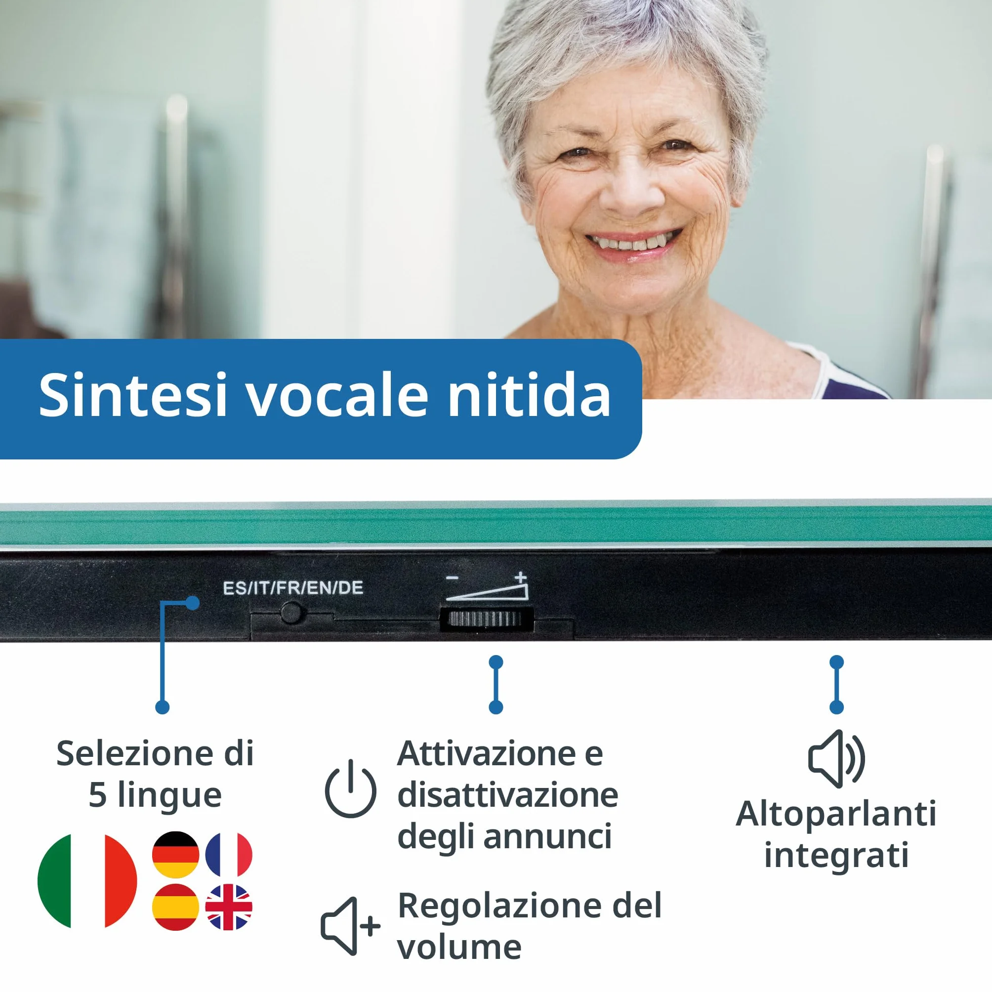 ADE Bilancia pesapersone digitale parlante 250 kg bianca