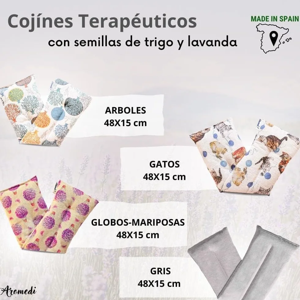 Cuscino per semi a microonde, sacco termico di semi con lavanda naturale e grano cuscino termico per lenire il dolore. Ritenzione di calore e freddo. (48 x 15) (foglie)