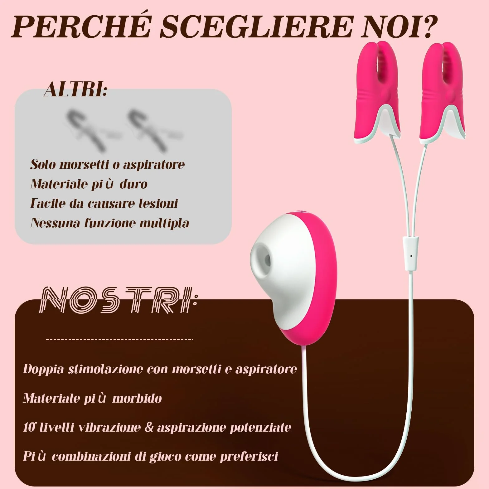Pinze per Capezzoli Vibratore Giochi Erotiici per Coppie - Sexytoysys Vibratoreper Donna Professionale Sex Toys Succhia Stimolatore Clitoride Femminile, Vibratori Bdsm Toy Sessuali per Adulti Sexy