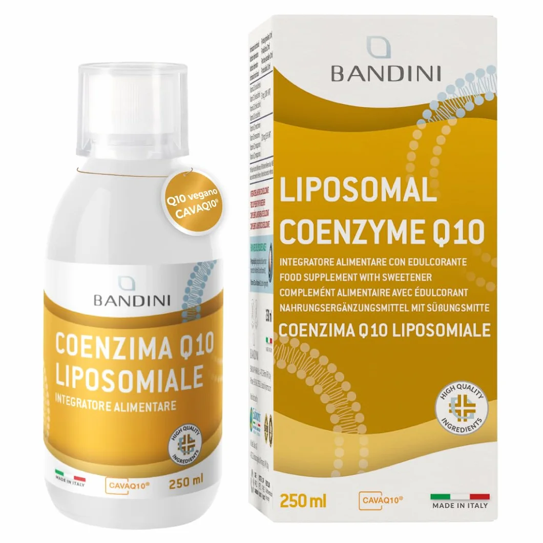 Bandini® Coenzima Q10 Liposomiale 200mg | Ubichinone Coq10 Alto Dosaggio 250ml - CAVAQ10® ad Alta Biodisponibilità, Vegano da Fermentazione del Mais | Coenzyme Q 10 | Migliore Antiossidante | Pelle