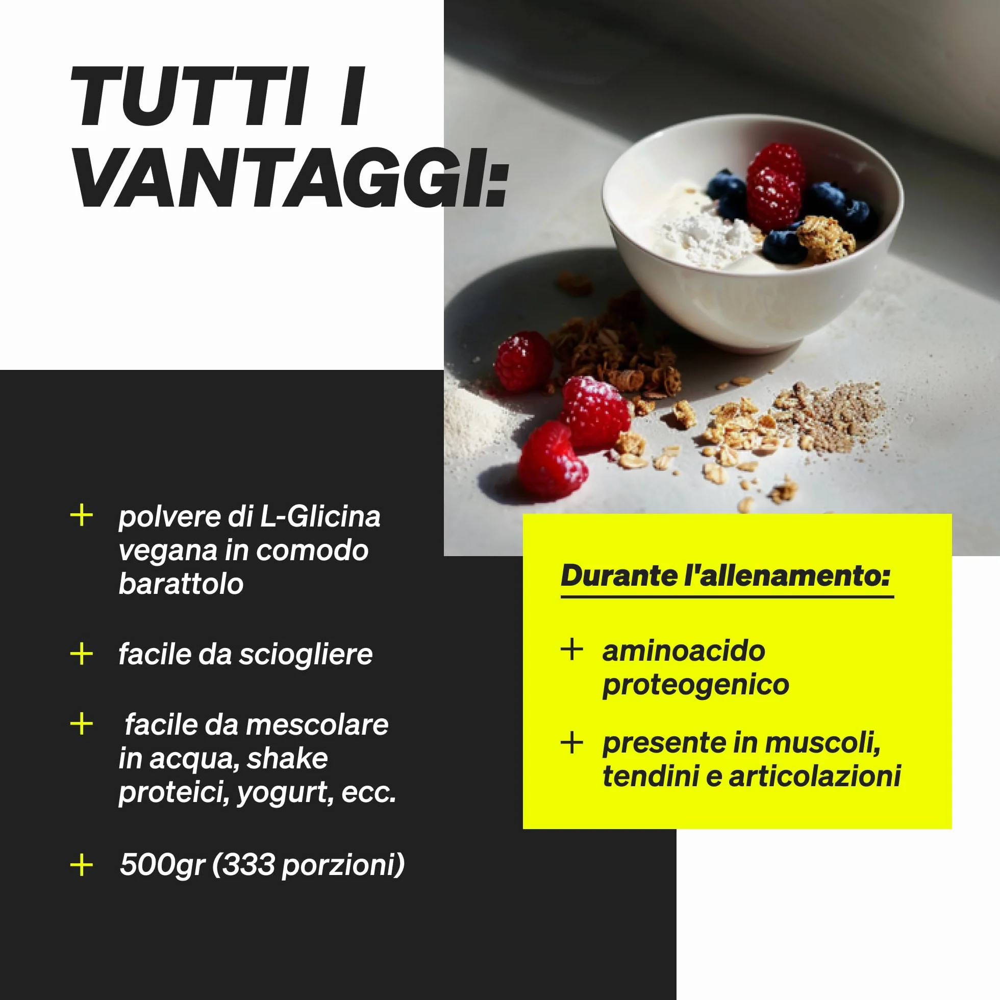 L-Glicina in polvere – 500 g (scorta di 11 mesi) – gusto neutro – vegana, dosaggio ottimale, senza additivi – prodotto e testato in laboratorio in Germania