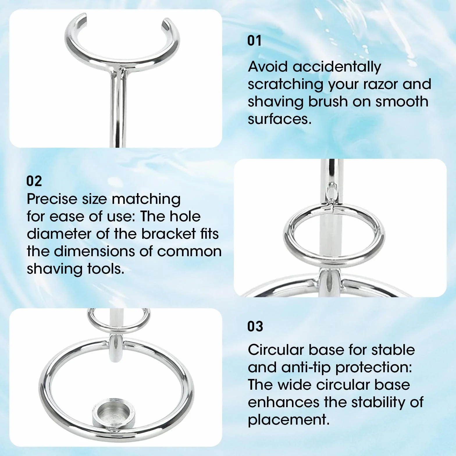 2 in 1 Supporto per Pennello da Rasoio In Acciaio Inox Portatile Supporto per Pennello da Barba Supporto per Rasoio e Pennello da Rasatura per Uomo Domestico e in Viaggio Argento
