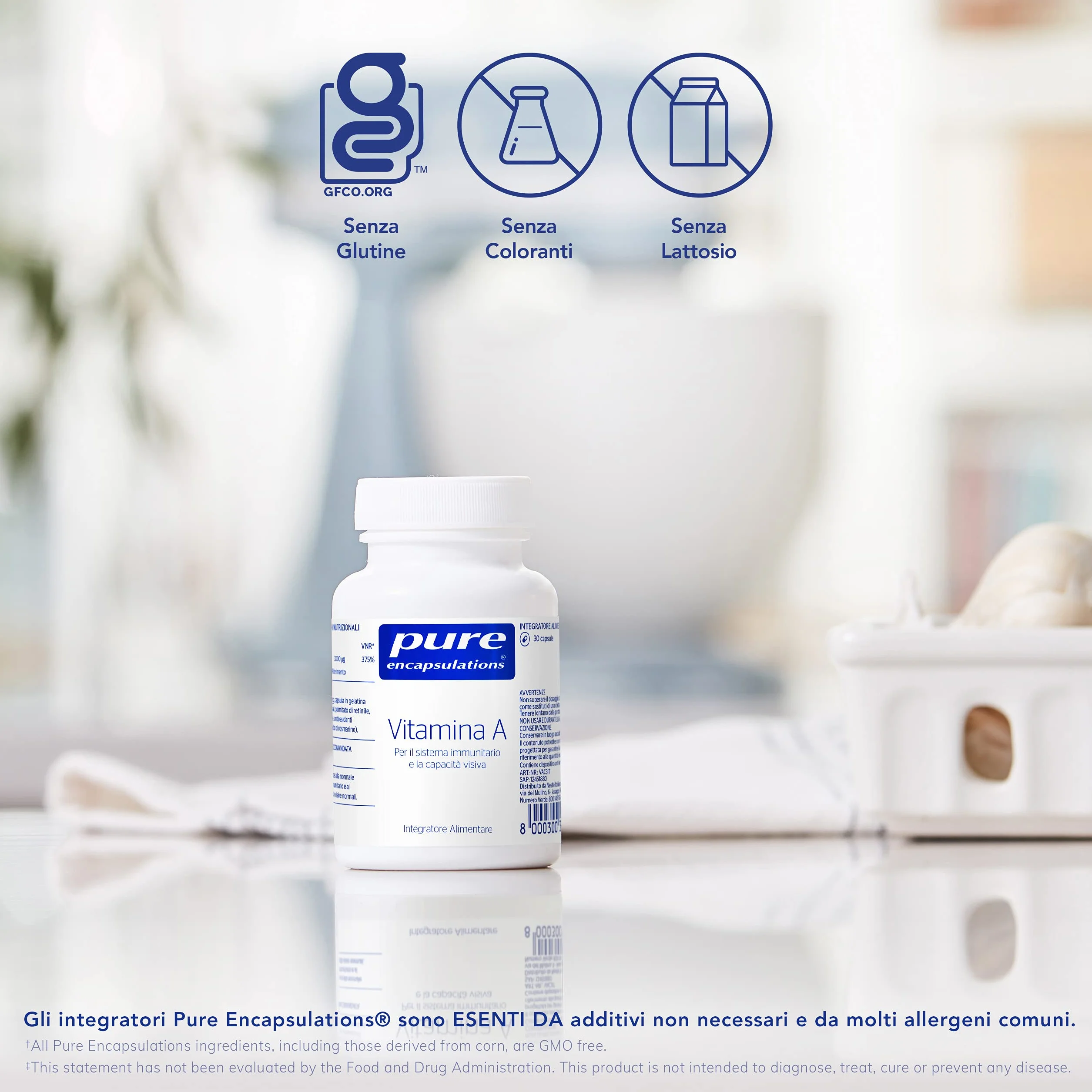 Pure Encapsulations - Vitamina A 10.000 IU - Supporto alla Vista, Funzioni Cognitive e Salute della Pelle - 30 Capsule Softgel