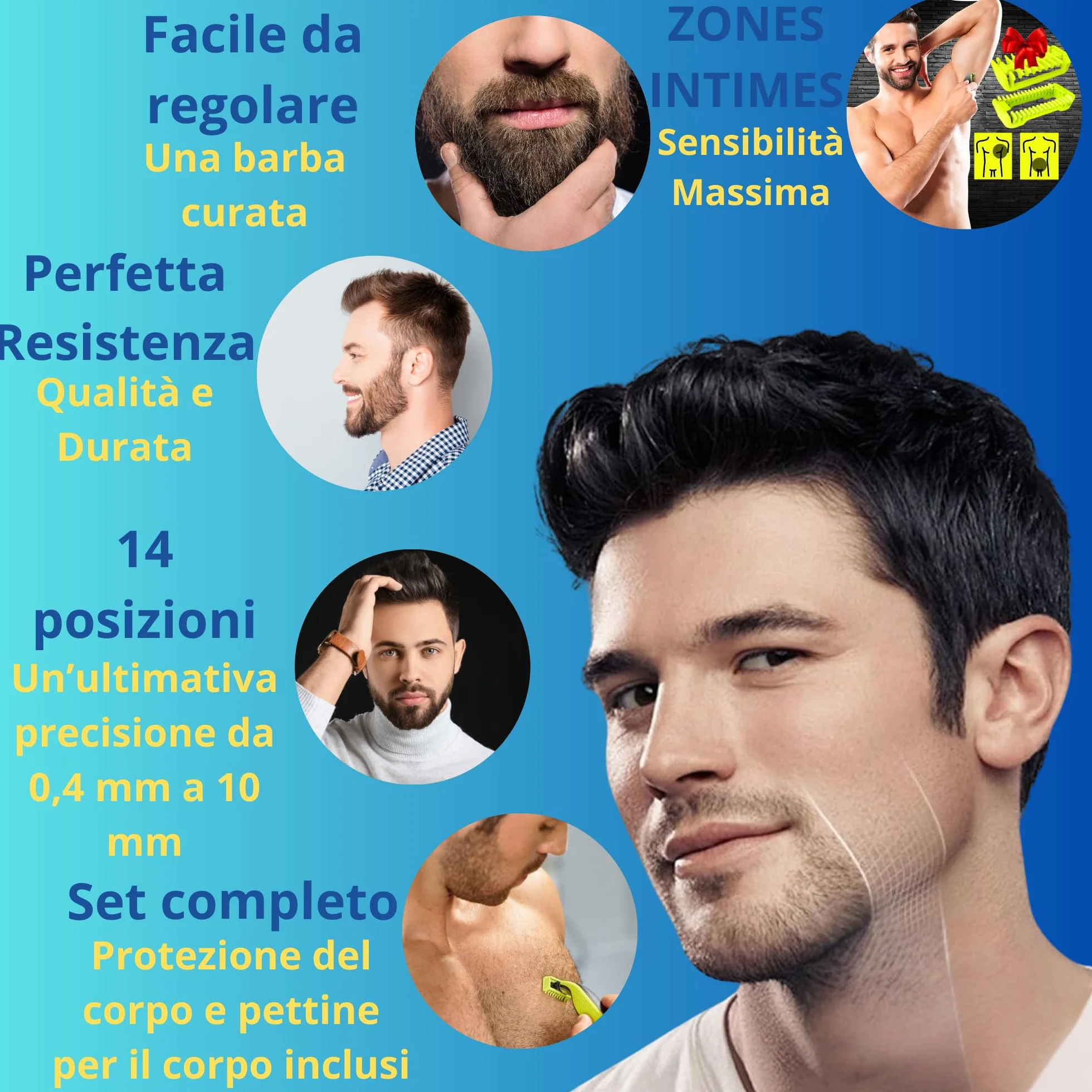 Zoccolo brevettato V2 compatibile con One Blade Visage+Corpo QP2520,QP2530,QP2620,QP2630,QP27xx,QP28xx, con protezione pelle, pettine corpo, spazzola - Euipo Patent : 015048382-0001