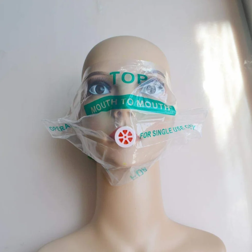 Mascherine per rianimazione CPR nero portachiavi primo soccorso 5 pezzi