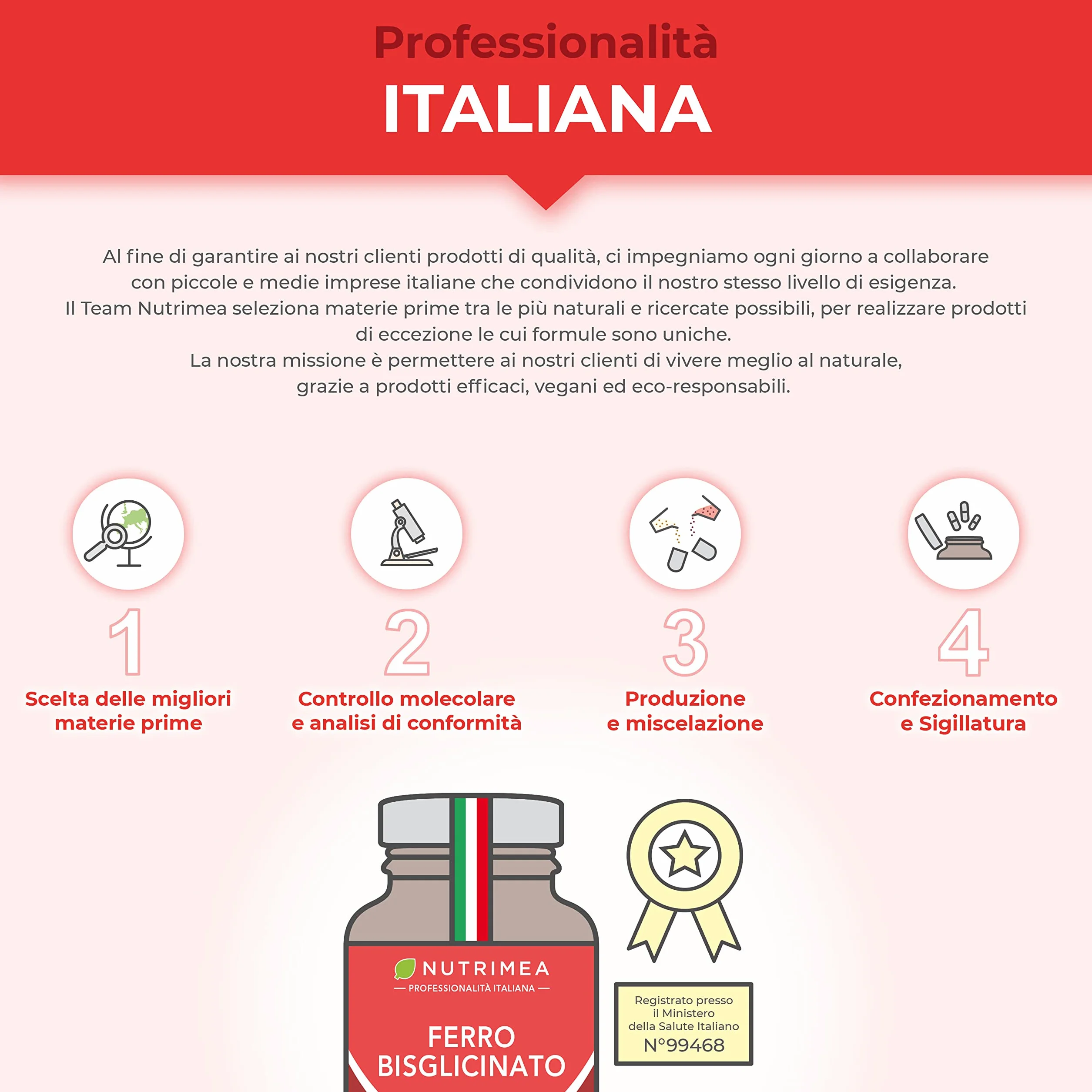 Ferro Bisglicinato | Integratore con Vitamina C | Per Stanchezza Fisica e Anemia | Elevata Tollerabilità Intestinale | Normale Funzione dei Glubuli Rossi e dell'Emoglobina | 90 Capsule