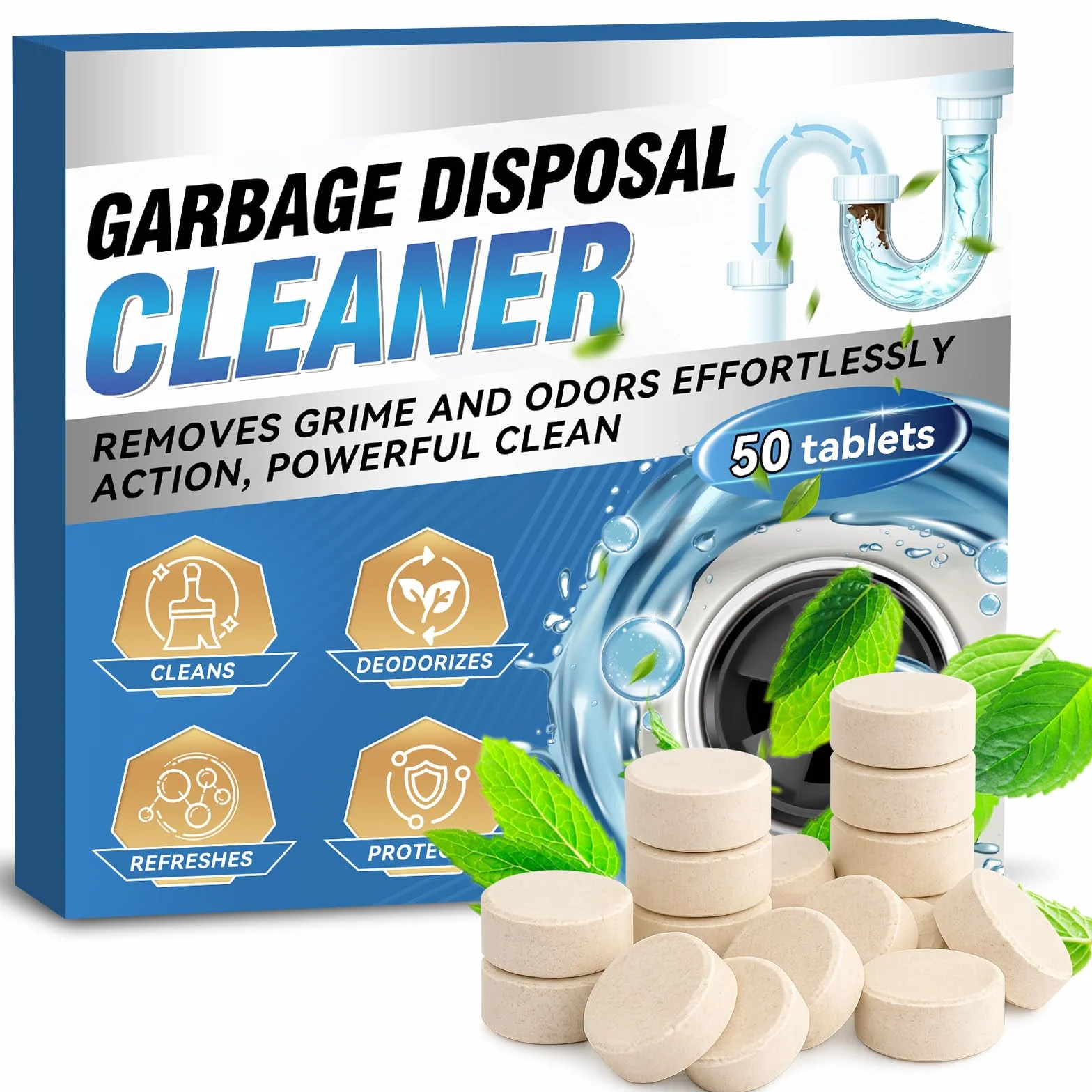 Pastiglie Elimina Cattivi Odori Scarichi 50 Compresse Deodorante Scari-chi Cucina Bagno WC