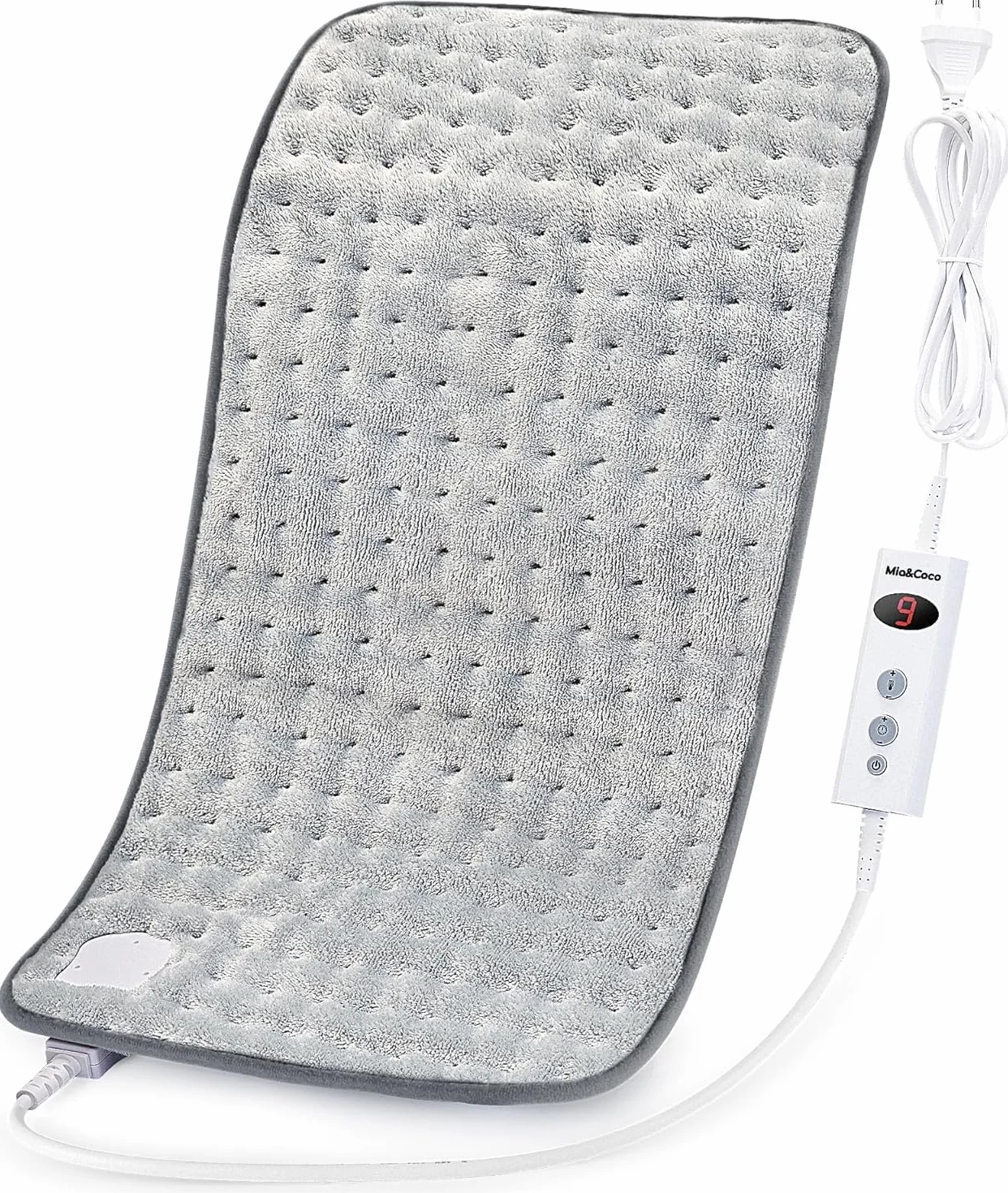 Cuscino Termoforo Elettrico Riscaldante 60x30cm, per alleviare il dolore, schiena collo spalle addome braccia e gambe, Spegnimento automatico in 90 minuti, 10 livelli di calore, lavabile in lavatrice