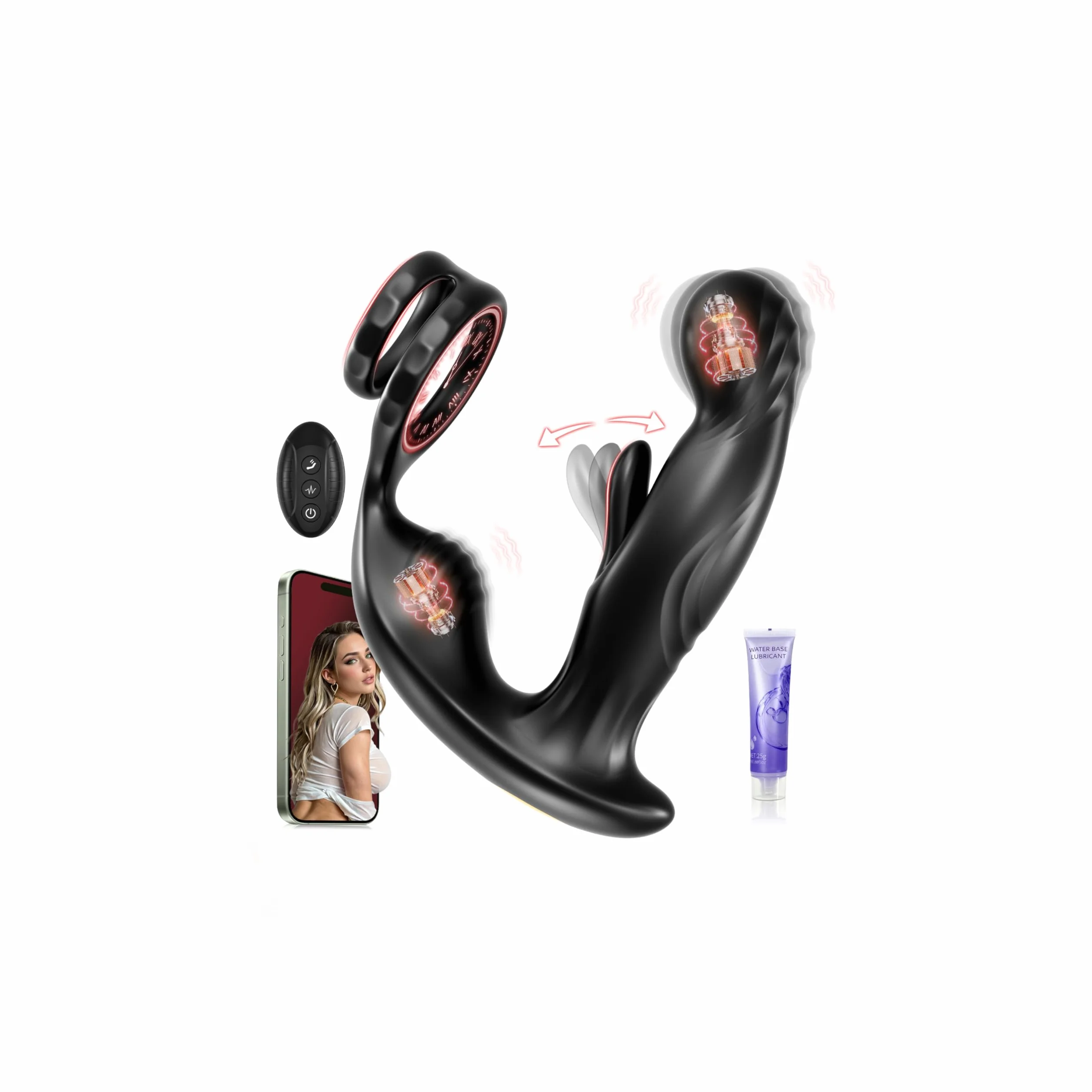Vibratore Anale Sex Toy Uomo - Vibratore con APP Telecomando, Massaggiatore Prostatico Vibratore per Uomo con 10 Modalità di Vibrazione e 10 Modalità di Oscillazione, Toys Sessuali per Uomini