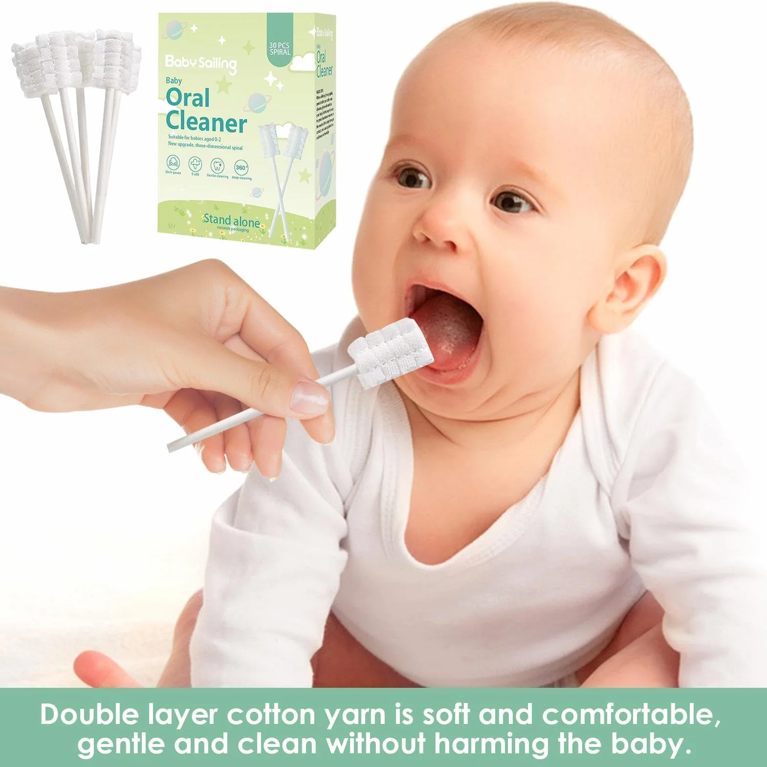 Neonato Garze Dente Spazzolino - Cleaner e Salviette Dentali per Bambini | Manico Carta Tampone, Set Pulizia Lingua, Pacchetto Cura Orale da Viaggio