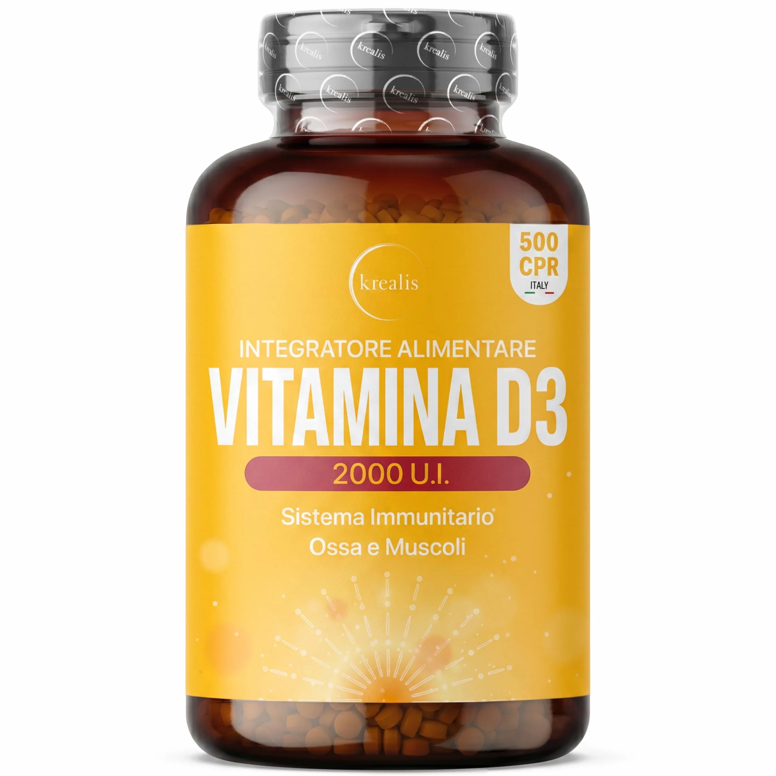 PREZZOLANCIO Vitamina D3 2000 UI – MAXI Formato 500 Micro-Compresse, Integratore di Vitamina D Colecalciferolo Pura Alto Dosaggio, Supporto per il Sistema Immunitario, Ossa e Muscoli,Facile da Assumer