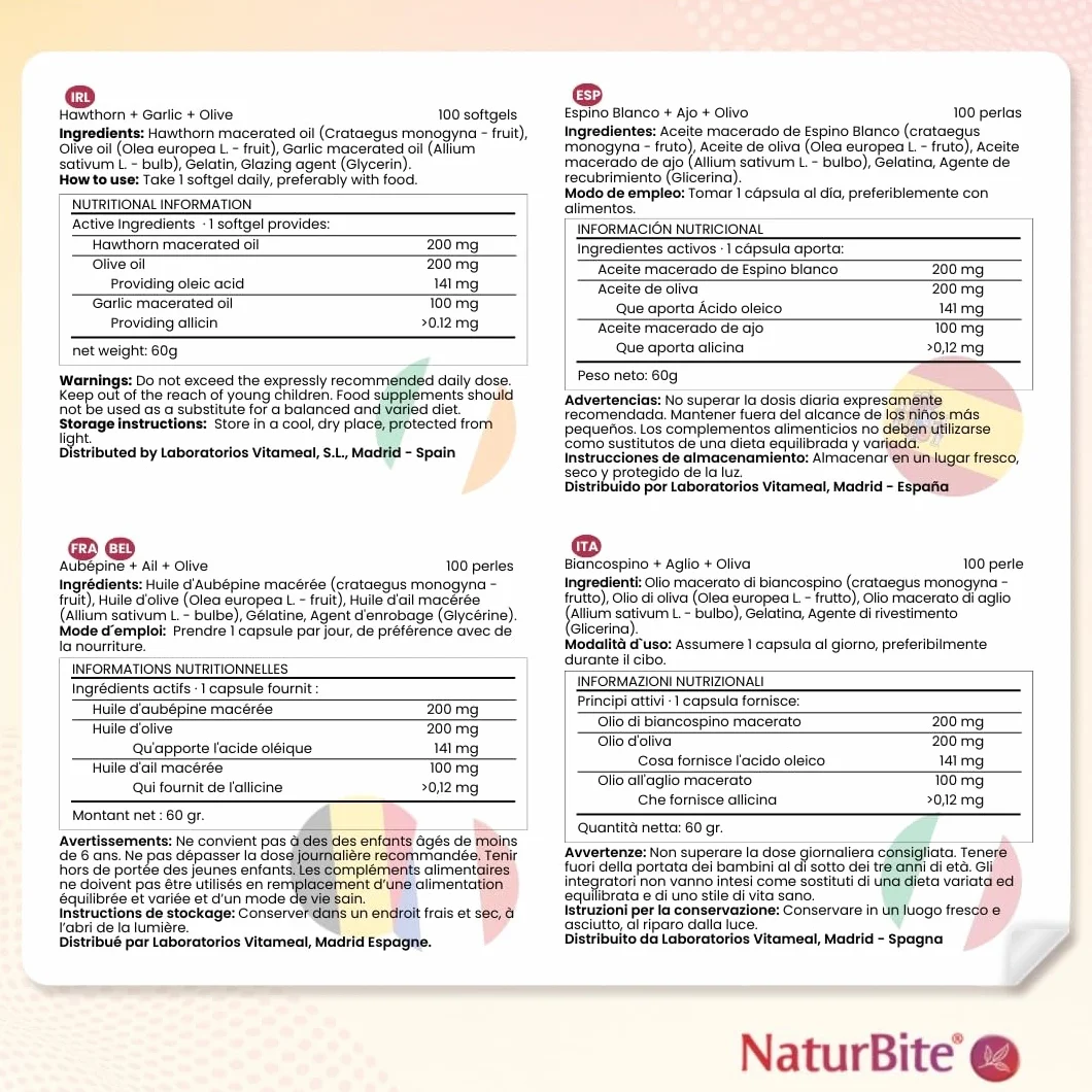 NaturBite Biancospino + aglio + oliva 500 mg 100 perle
