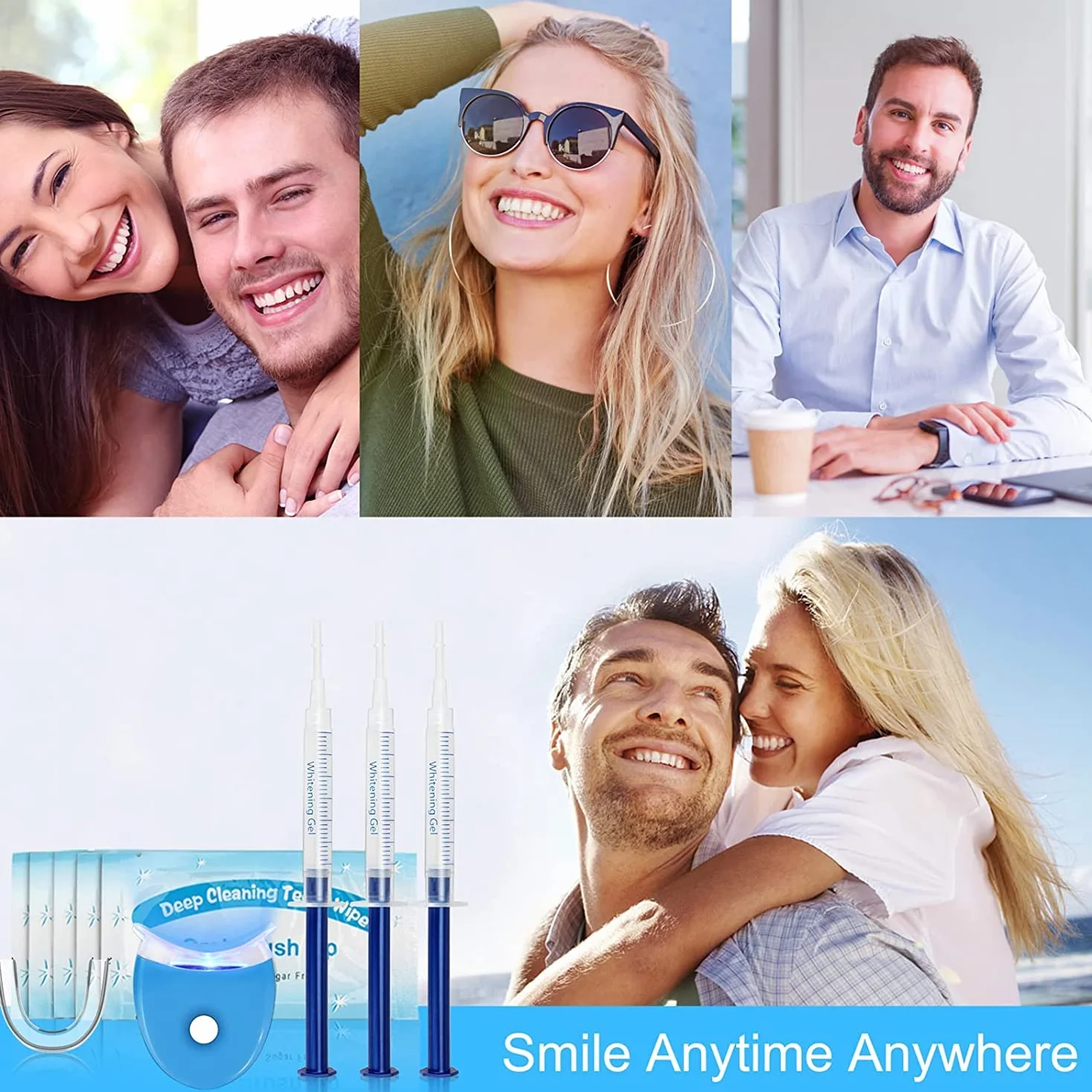 Kit Sbiancamento Denti Professionale LED 10x3ML Gel Sbiancante